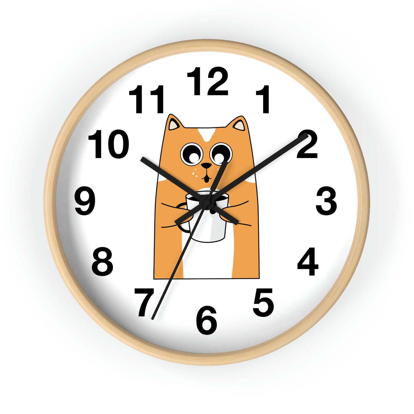 Cat With Hot Coffee Wall Clock Cat Lovers Wall Clock Fabulous Gift!