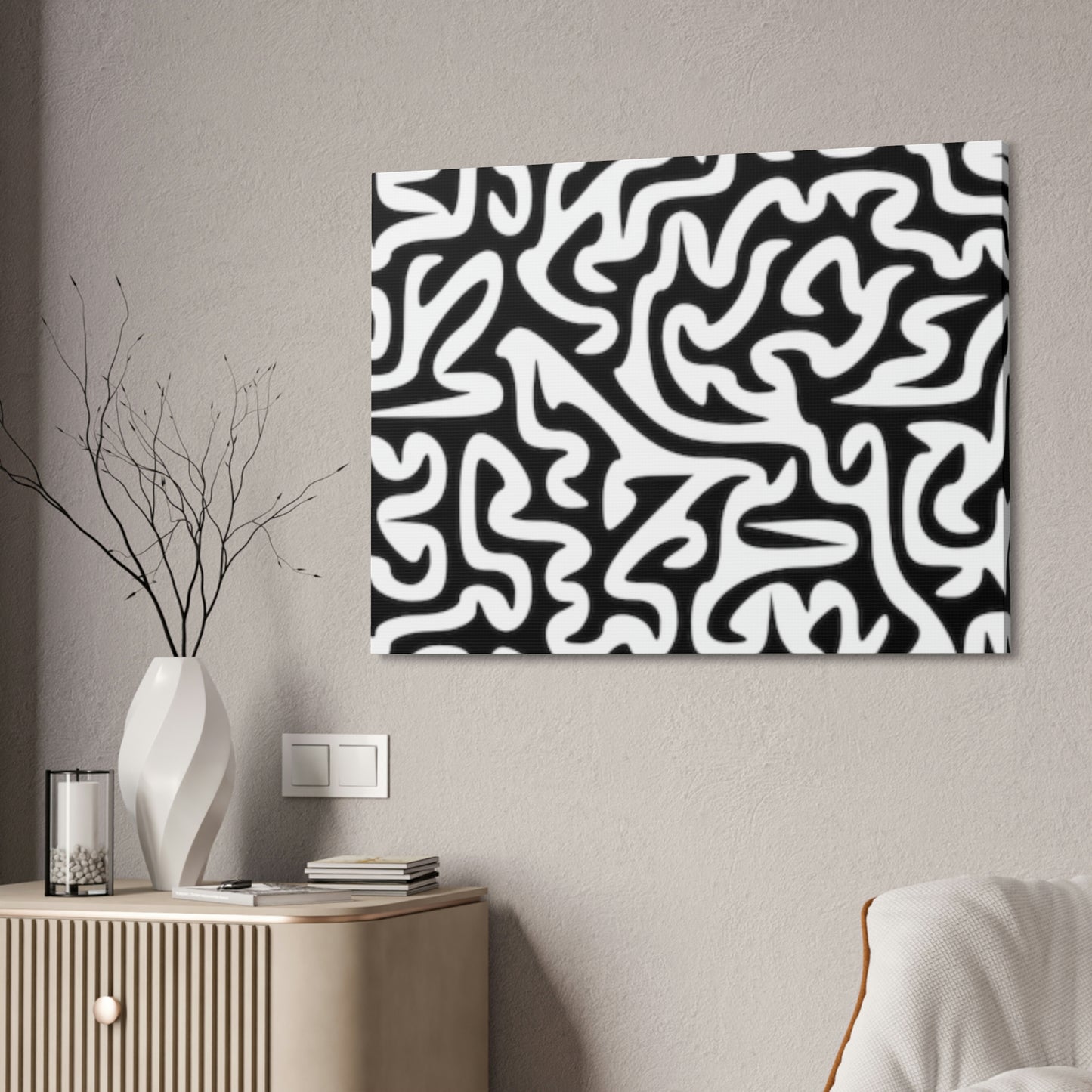 Lienzo Laberinto Blanco y Negro Estirado, 1.5'' ¡Amo Mis Paredes!