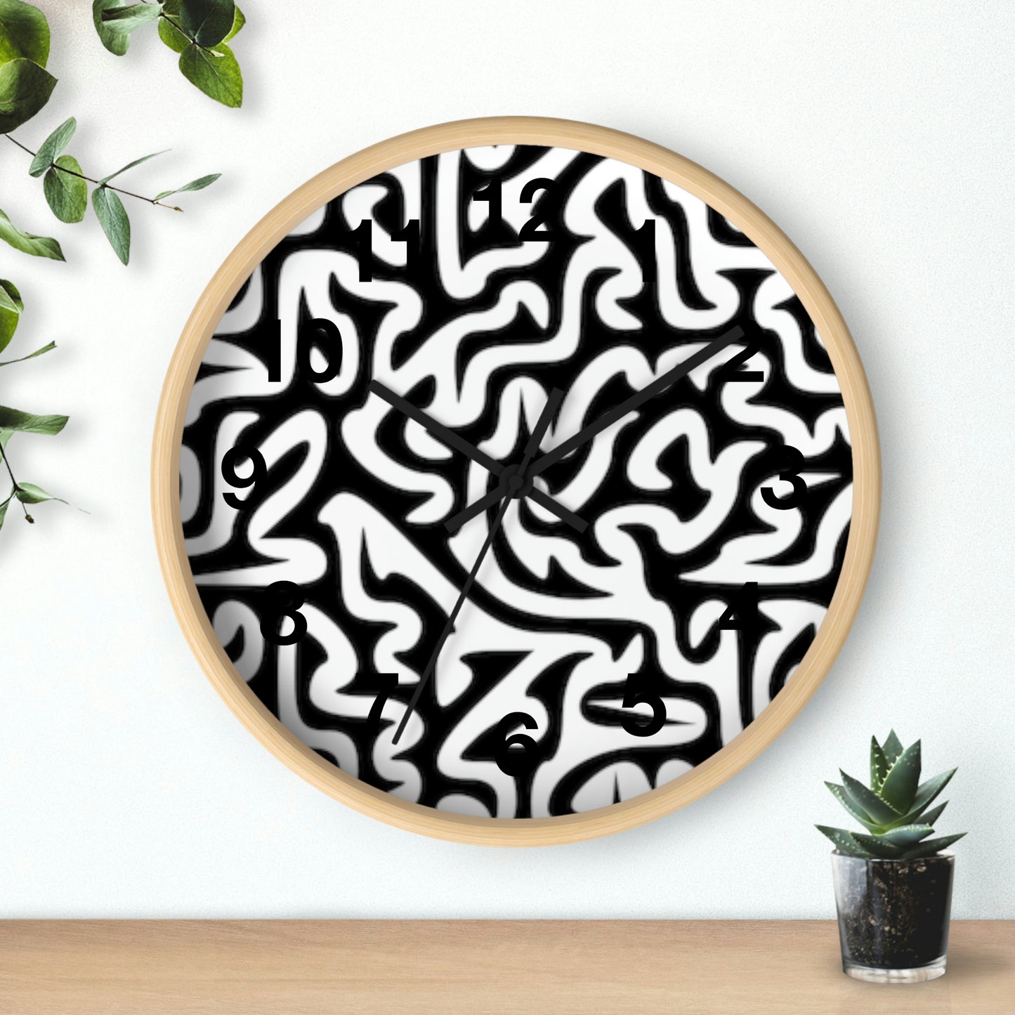 Horloge murale labyrinthe noir et blanc pour la maison, le travail, la cuisine, la salle de bain, cadeau