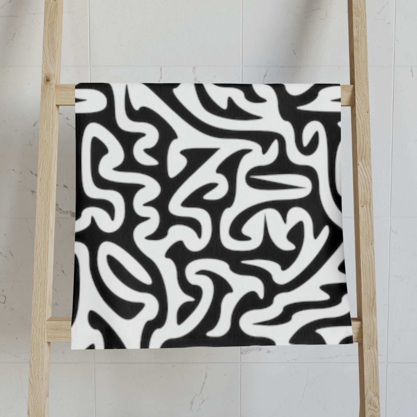 Maze Black White Hand Towel Matching Bath Face Towel Lamp Rug Clock