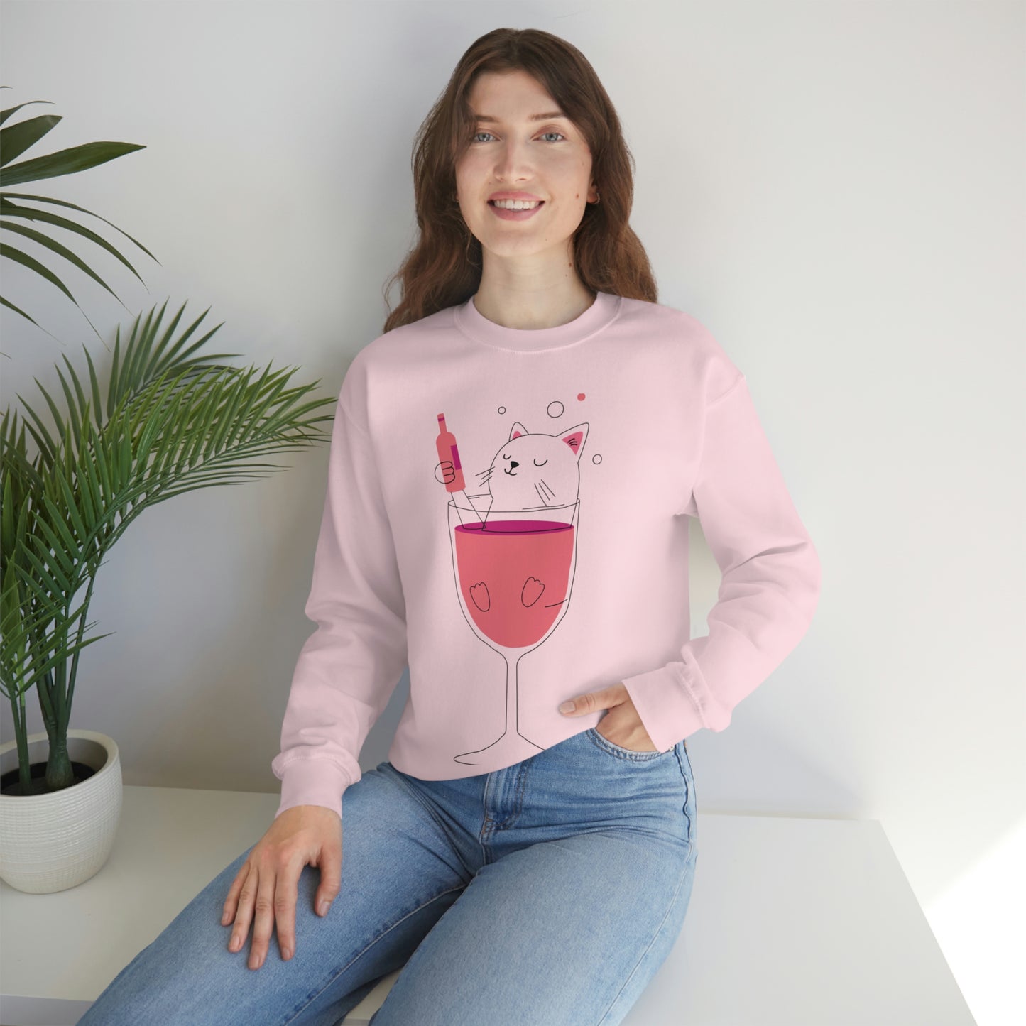 Sudadera con gato en copa de vino bebiendo ¡A mi hermana le encantaría este regalo! 