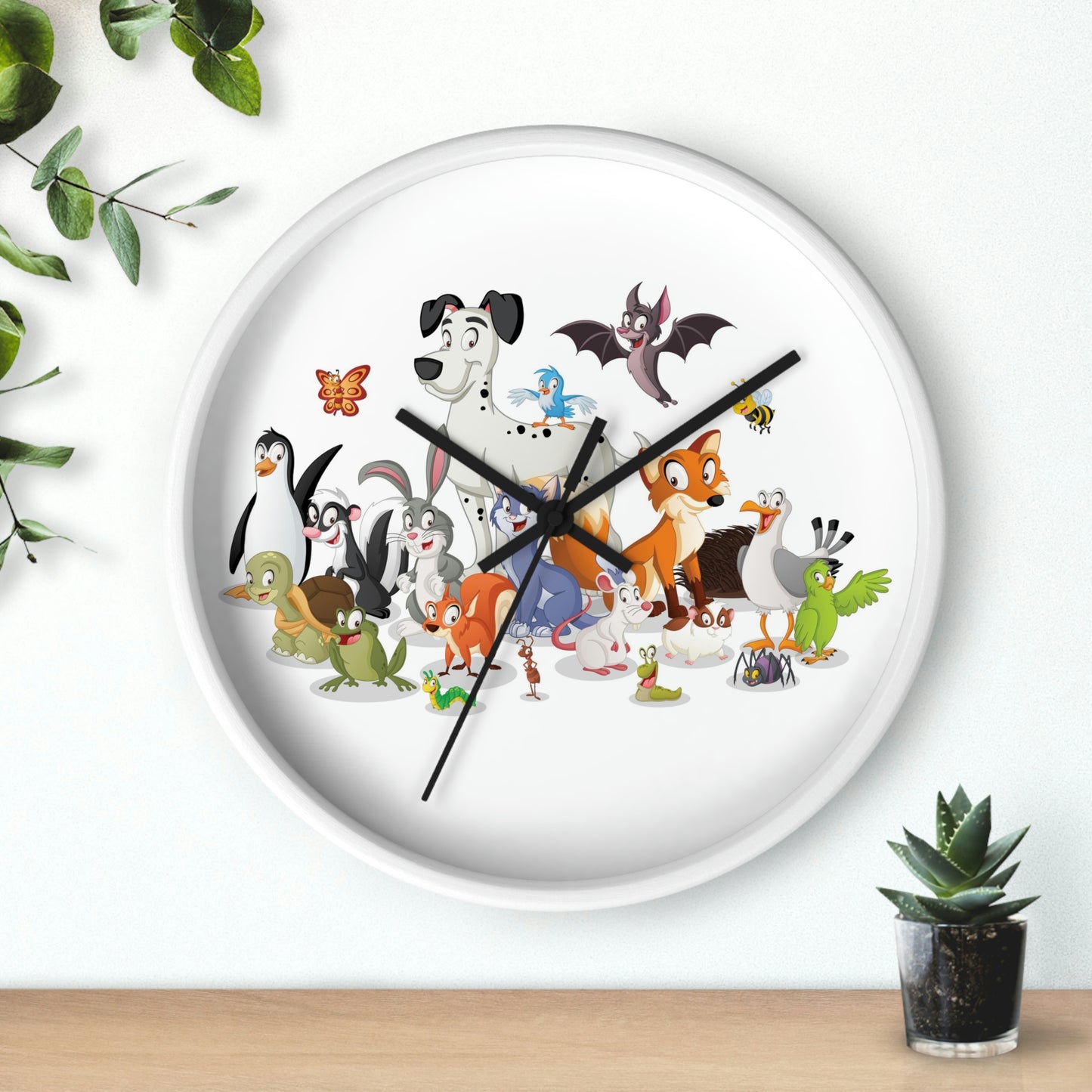 Cartoon Animals Wall Clock Having a Cool Children's Room Great Gift!