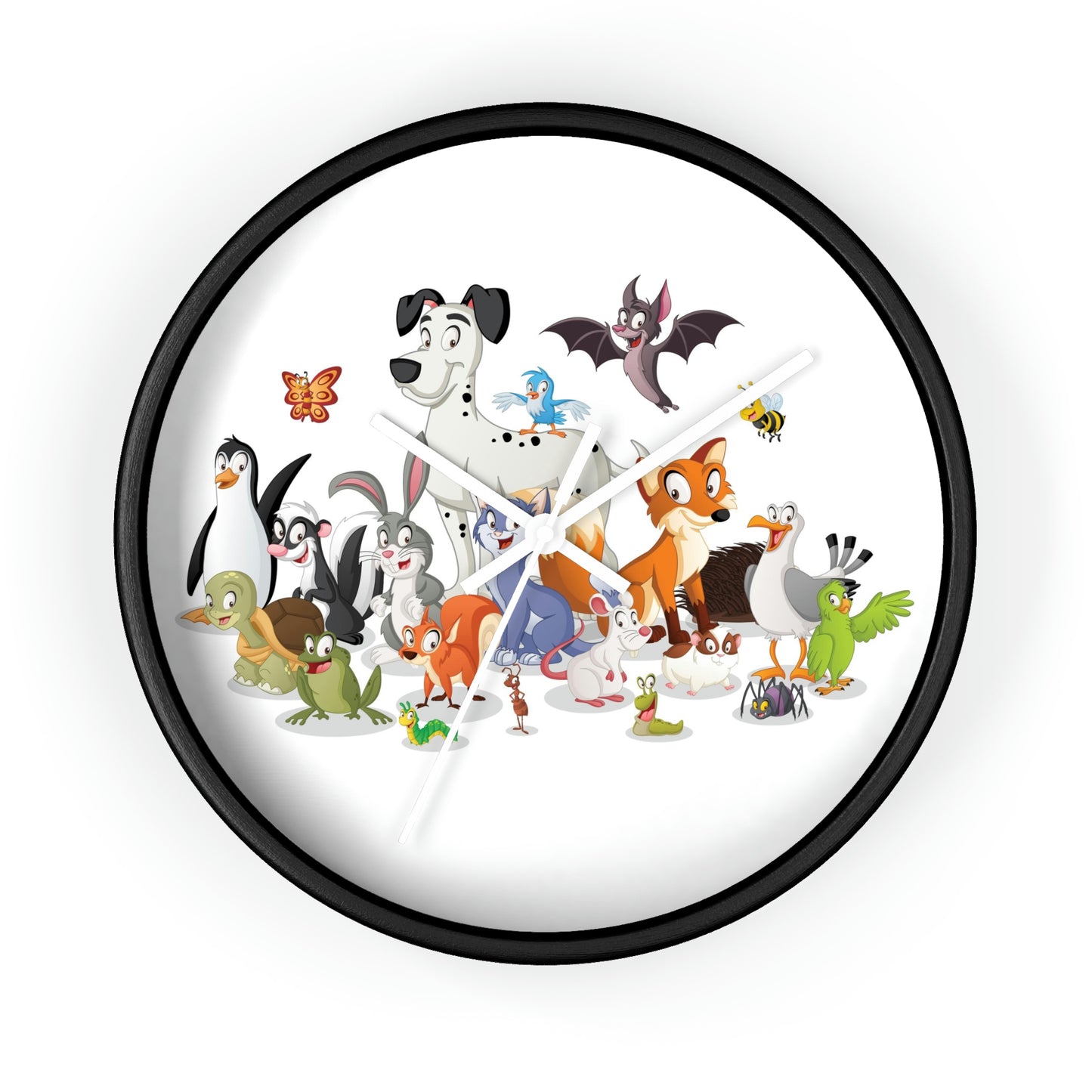 Cartoon Animals Wall Clock Having a Cool Children's Room Great Gift!