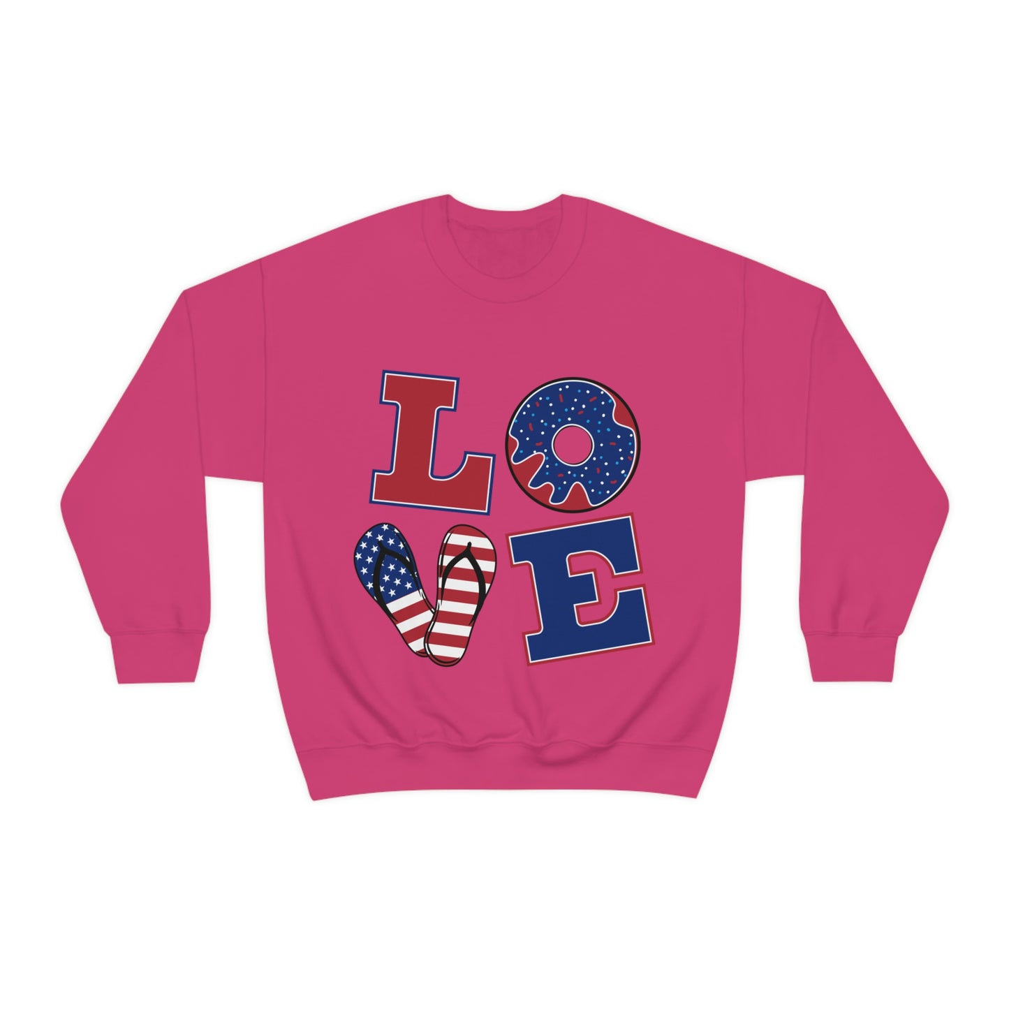 Sweat-shirt ras du cou rouge blanc bleu Love, superbe !