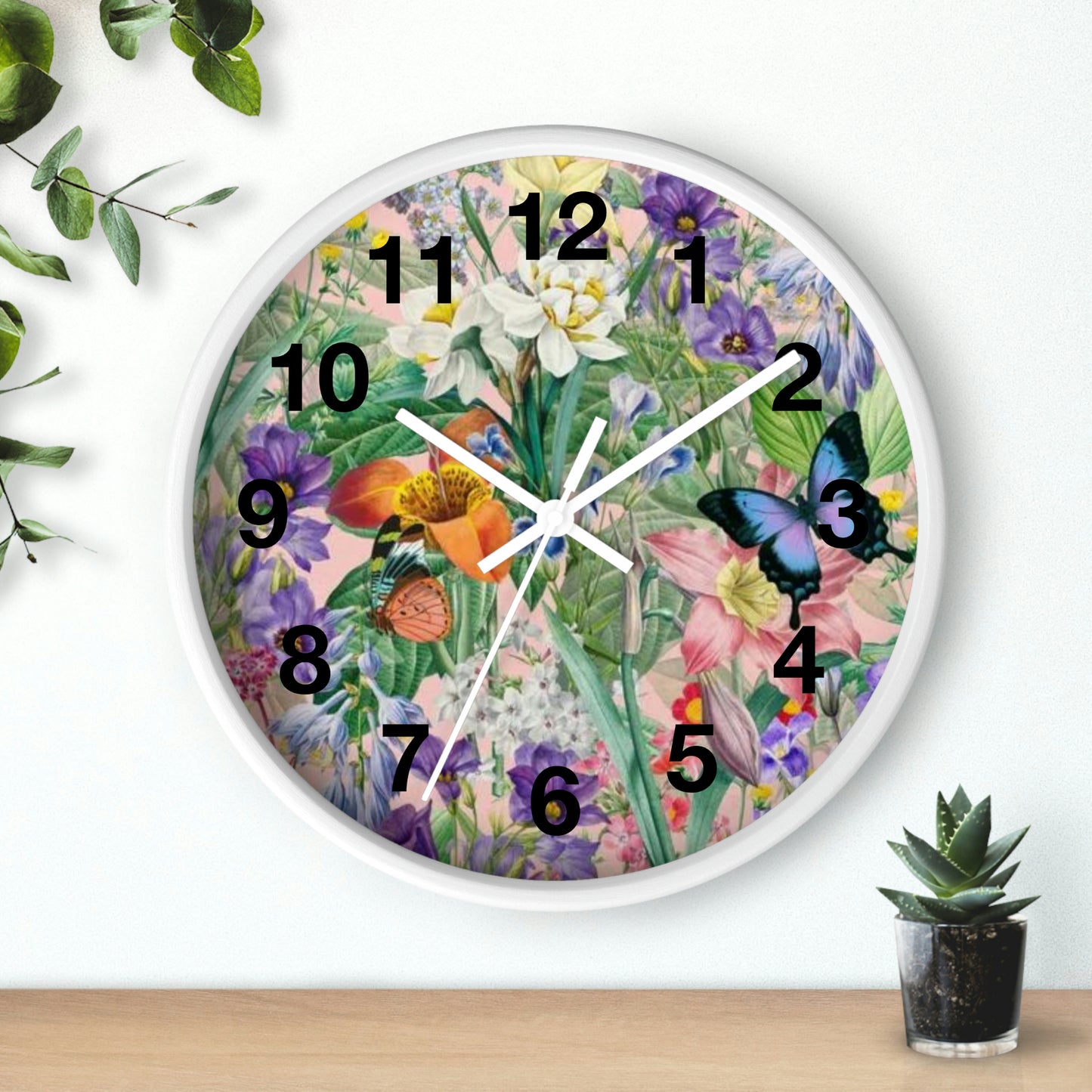 Horloge murale de jardin de fleurs de papillons Maman veut cette horloge !