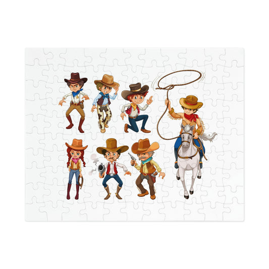 Cowboys Cowgirl. Jigsaw Puzzle. Custom Artwork. Unique Whimsical Flare. Vivid Colors. Great to play with family and friends. Take along on family vacations, sleepovers and grandma's house. having fun all day long!