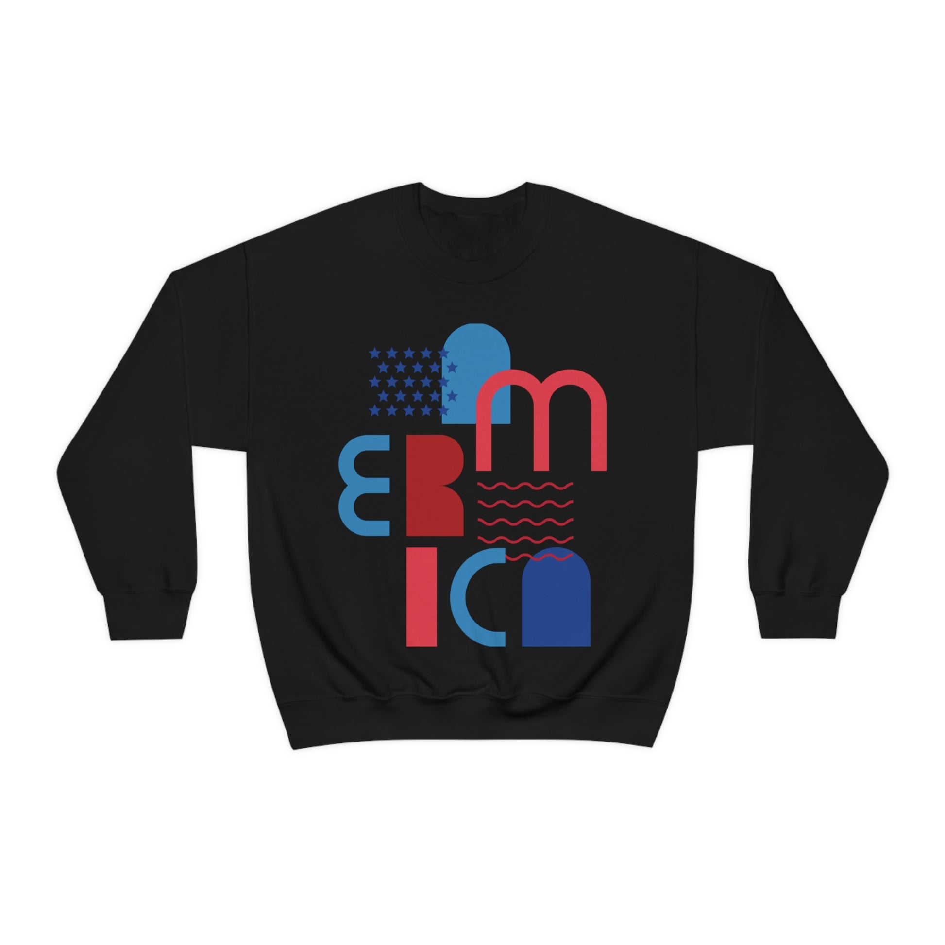 America. Crewneck Sweatshirt. Custom Artwork. Unique Whimsical Flare. Vivid Colors. Great for Men, Women and Children. Soft against your skin. Comfortable to wear every day of the week. Keeping you Cozy and Warm. Looking Fabulous! Great Gift!