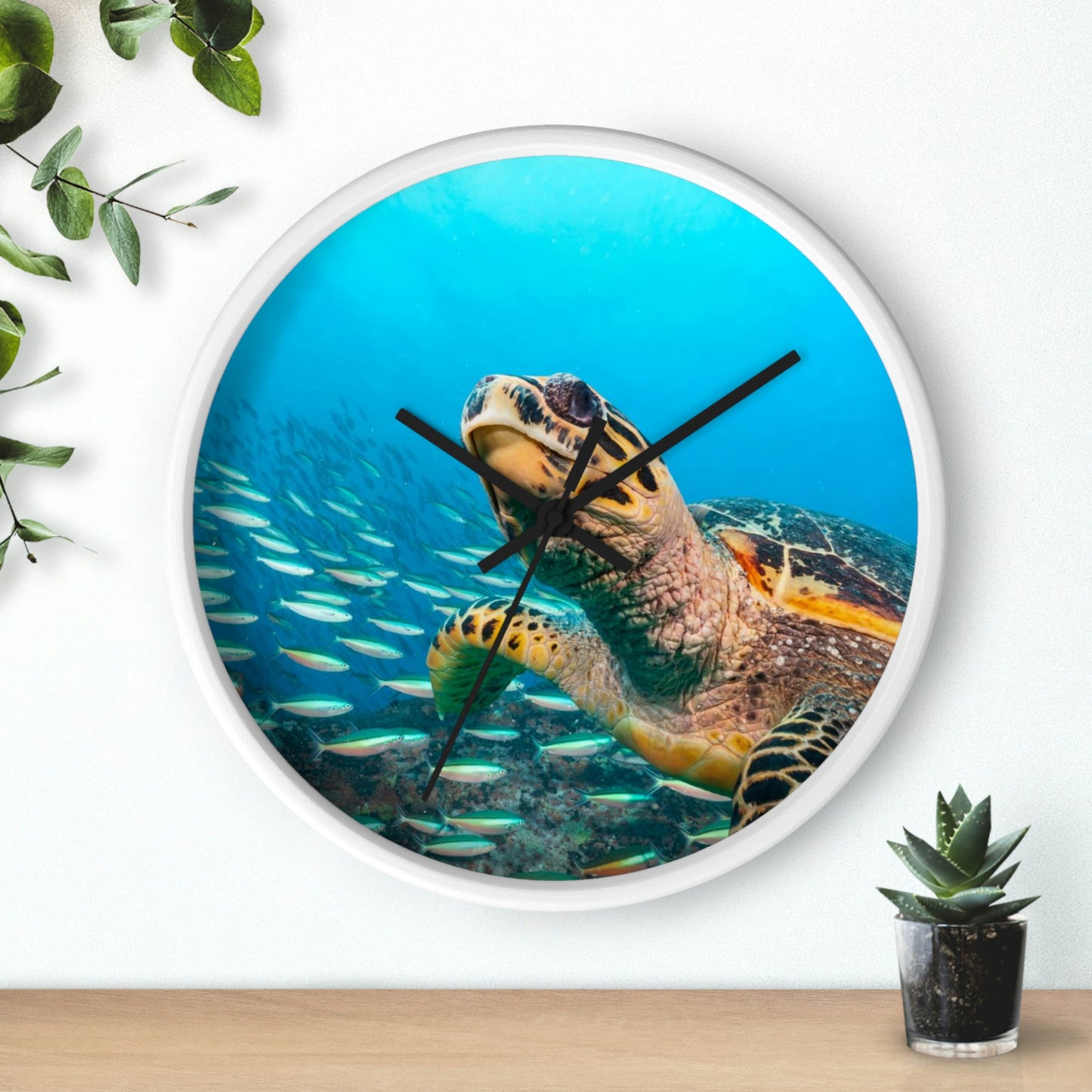 Turtle In Ocean Wall Clock Amazing Colors! Love It!