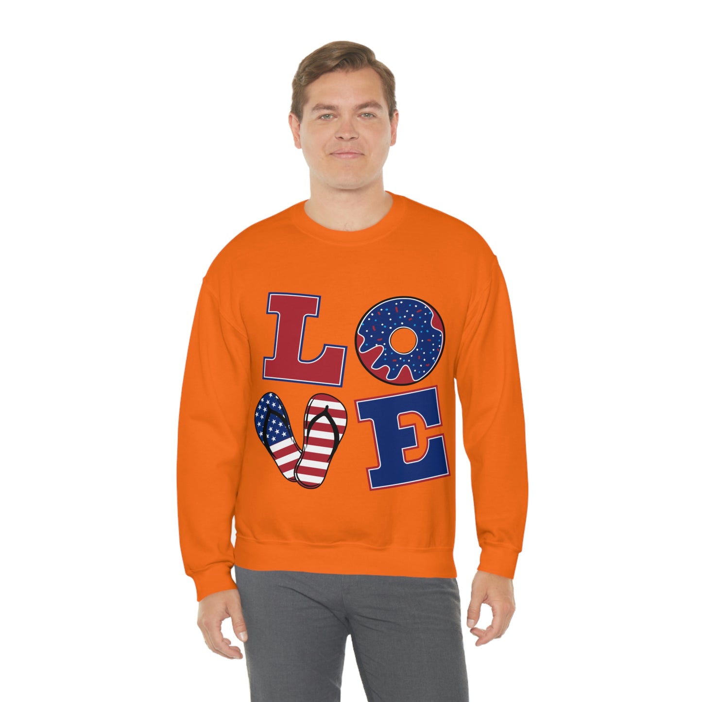 Sweat-shirt ras du cou rouge blanc bleu Love, superbe !