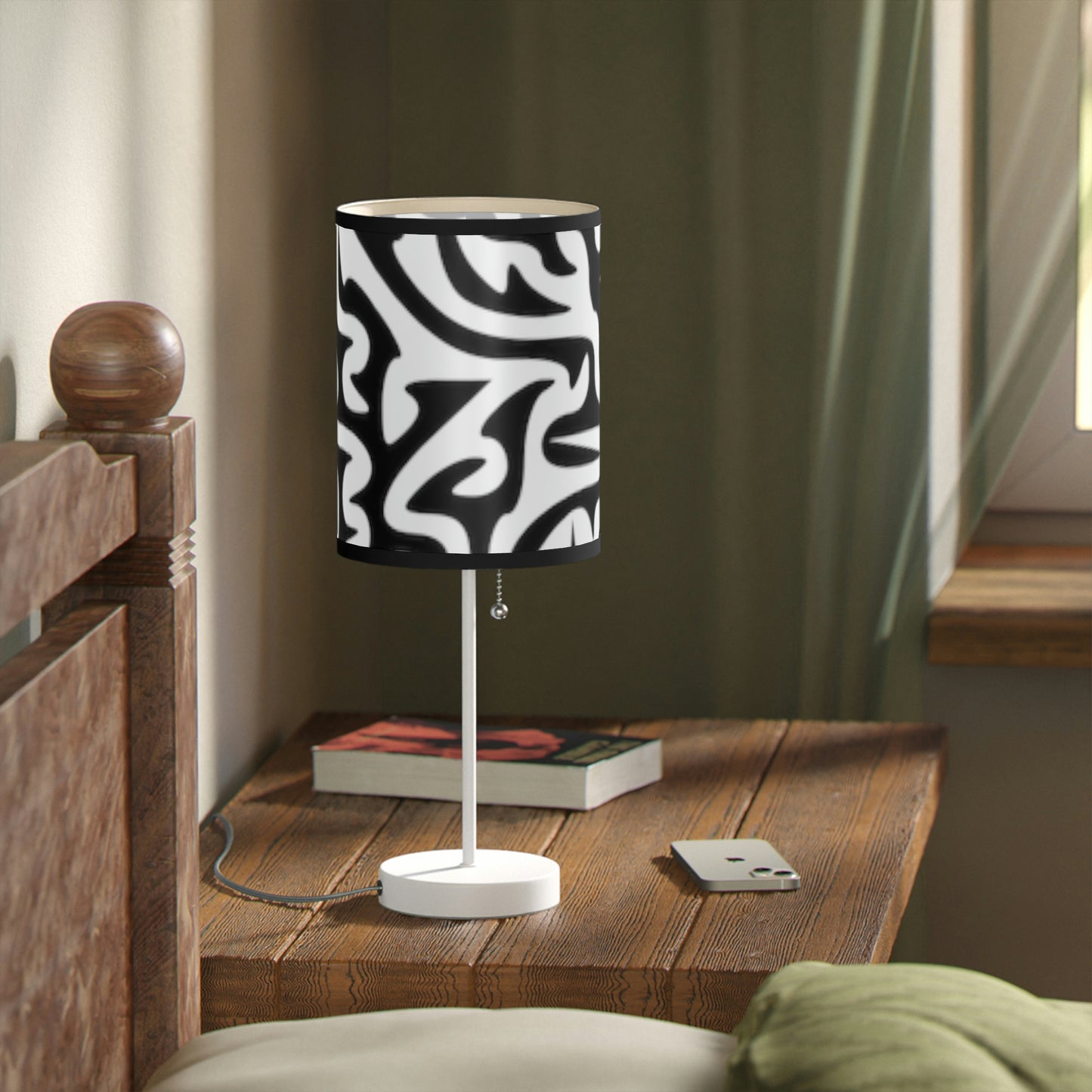 Maze Black White Lamp on a Stand, US|CA plug Bedroom Office Living Room GIFT