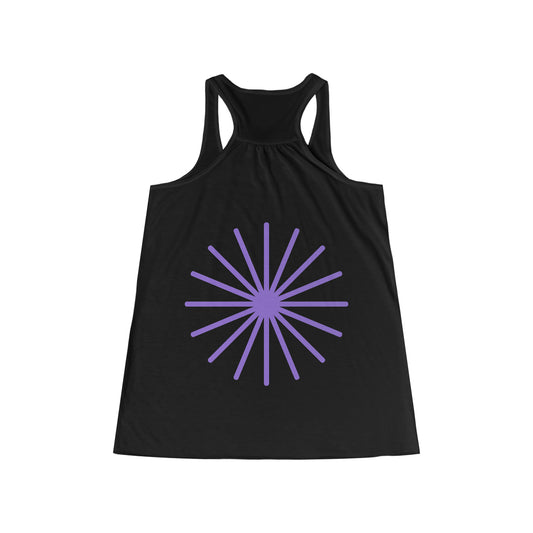 Camiseta sin mangas holgada con espalda cruzada para mujer Purple Star para viajes, vacaciones, relajación, parques y senderismo