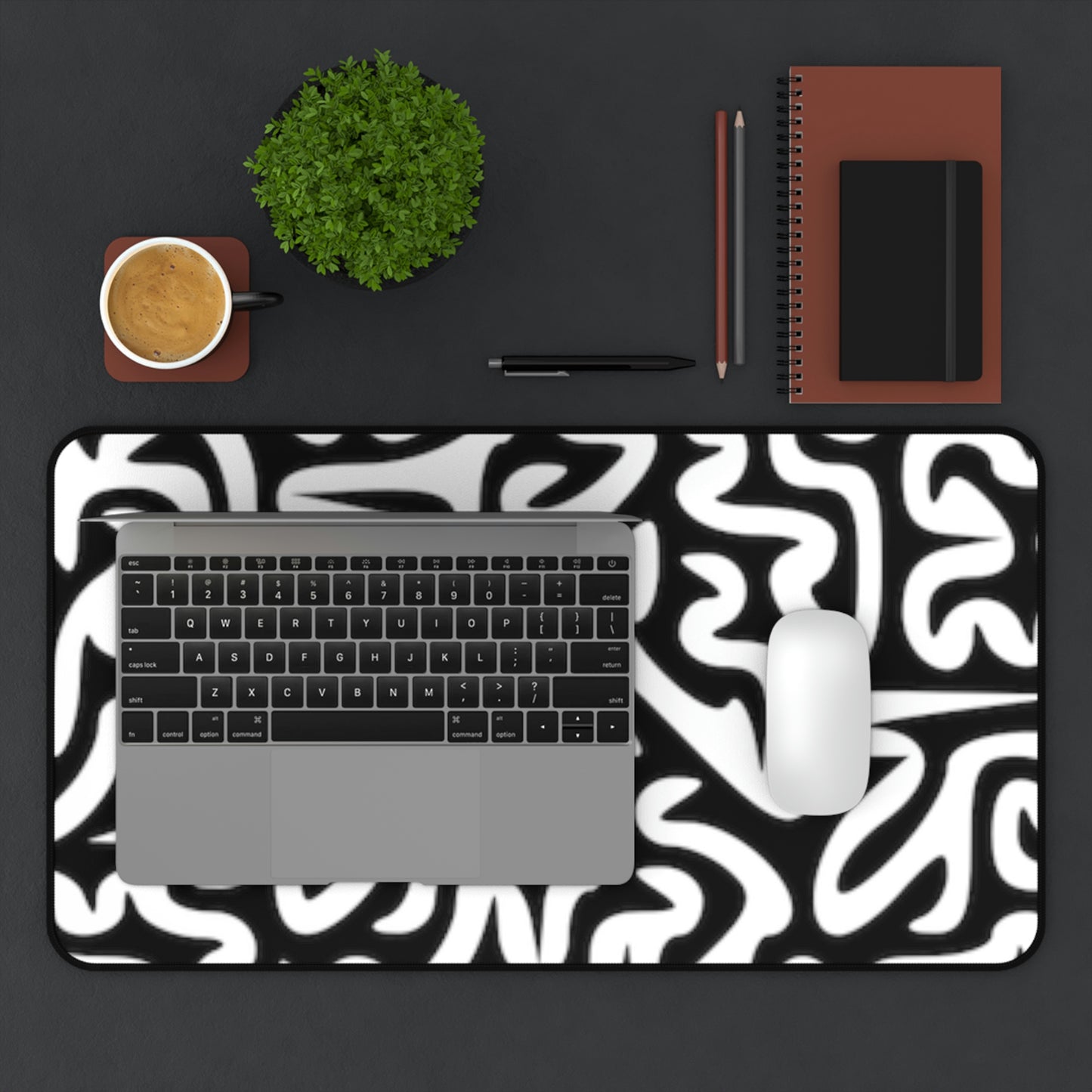 Maze Black White Desk Mat Business Office Home College
