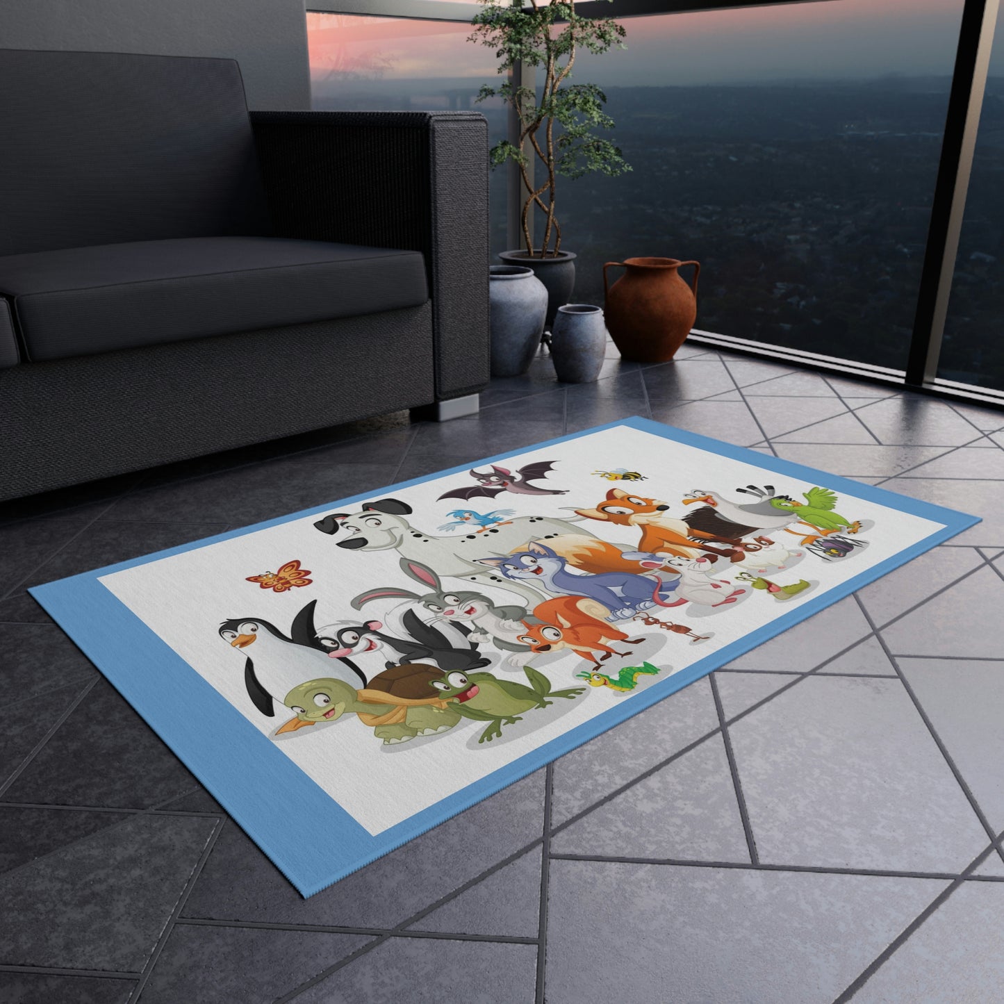 Cartoon Animals Outdoor Rug Children Will Love This Rug!