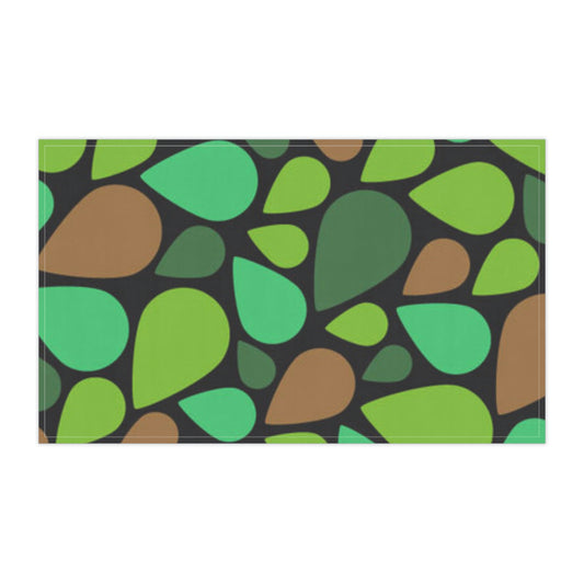 Green Brown Teardrops Kitchen Towel Love Cooking!