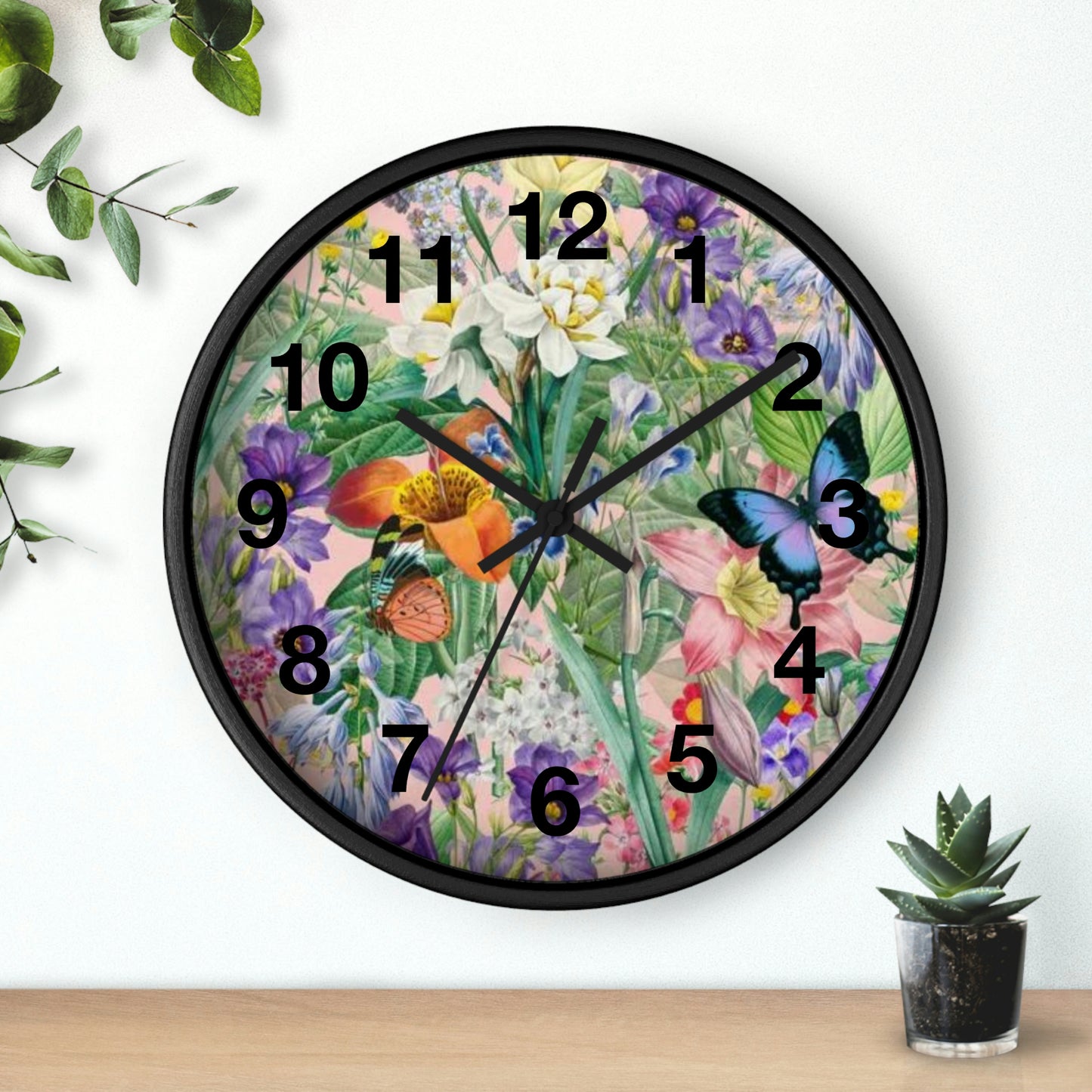 Horloge murale de jardin de fleurs de papillons Maman veut cette horloge !