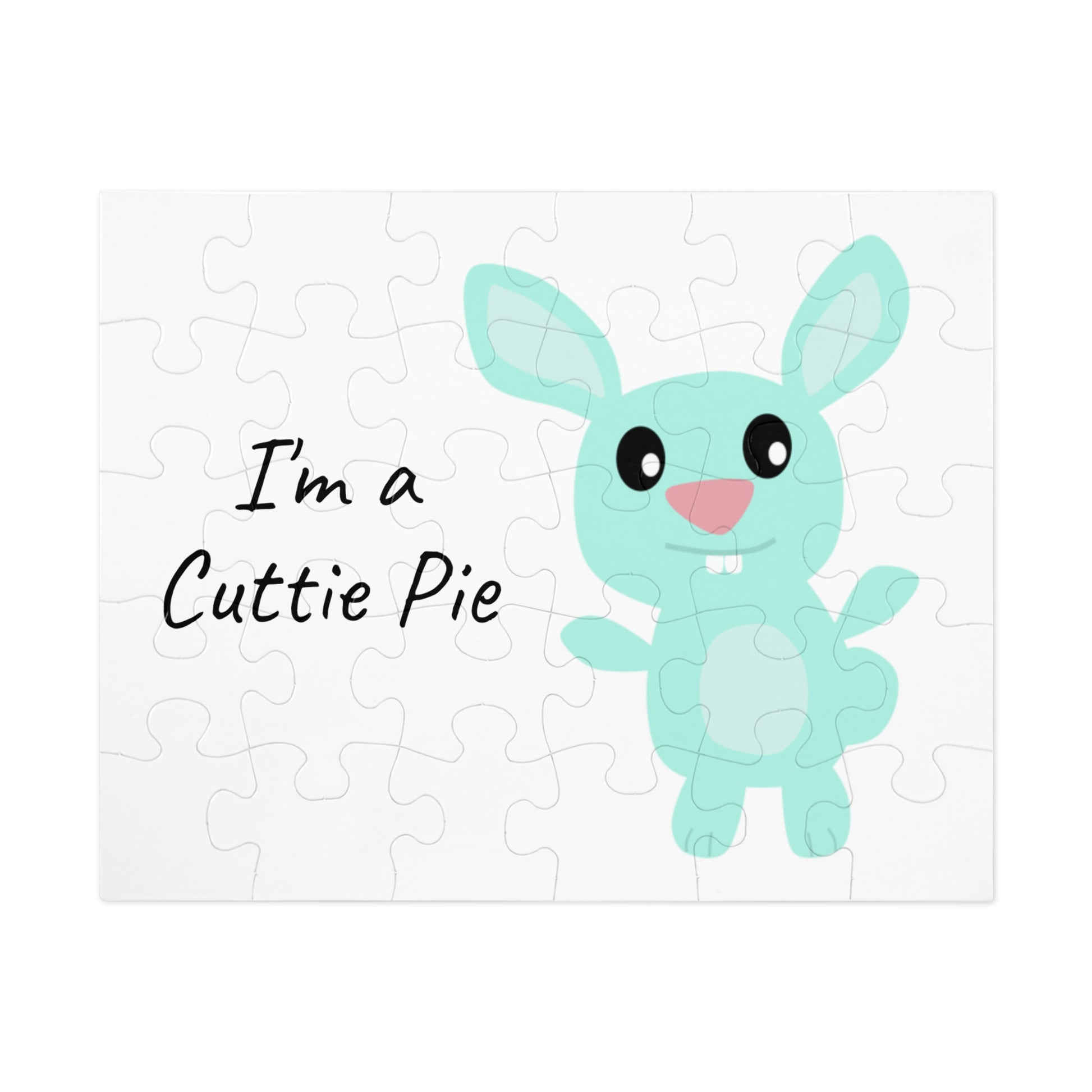 Rabbit I'm a Cuttie Pie. Jigsaw Puzzle. Custom Artwork. Unique Whimsical Flare. Vivid Colors. Fun to Play with family and friends. Having Fun all day long!