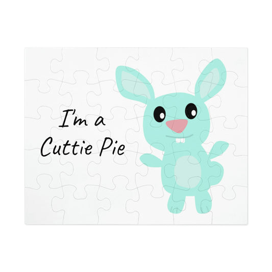 Rabbit I'm a Cuttie Pie. Jigsaw Puzzle. Custom Artwork. Unique Whimsical Flare. Vivid Colors. Fun to Play with family and friends. Having Fun all day long!