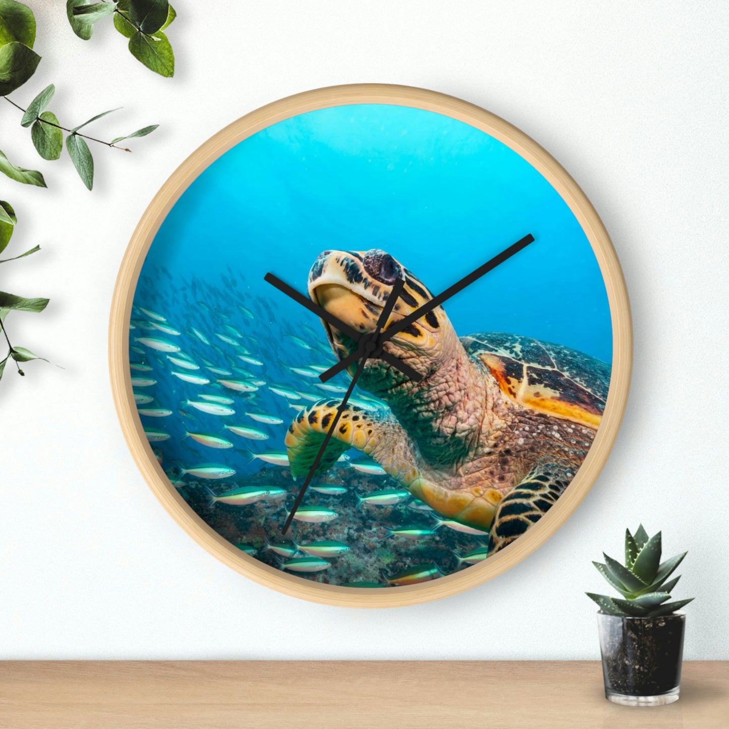 Turtle In Ocean Wall Clock Amazing Colors! Love It!