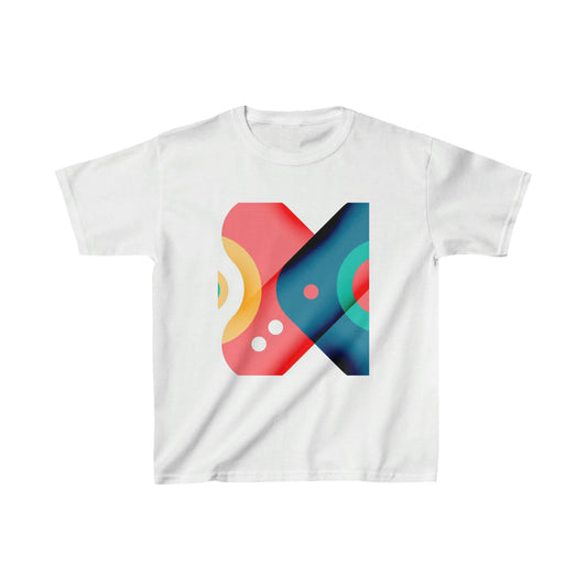 Colorful Shapes. Children's heavy cotton T-shirt. Sizes: Extra Small through Extra large. Price: $21.00. Custom Artwork. Unique Whimsical Flare. Vivid Colors. Soft against your skin. Comfortable to wear every day of the week. Gonna look cute  going to Grandma's house. 