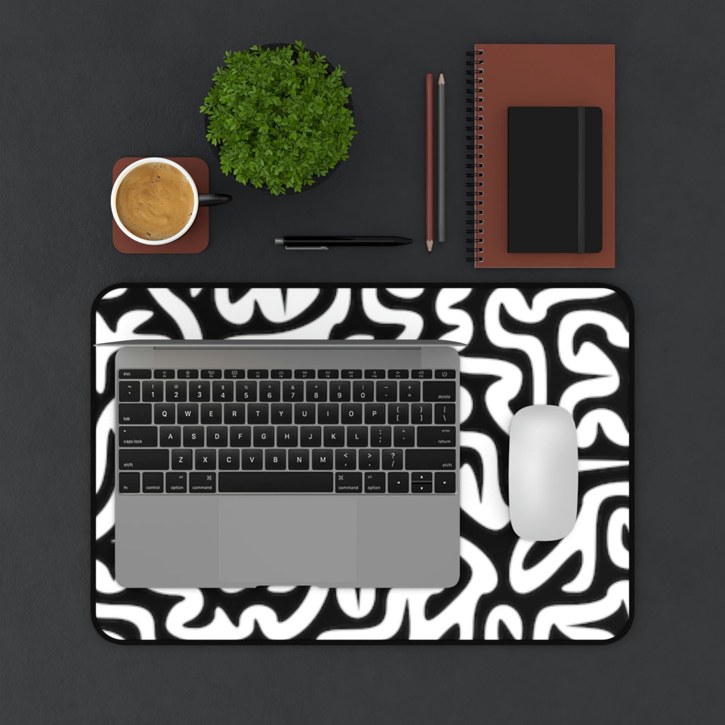 Maze Black White Desk Mat Business Office Home College