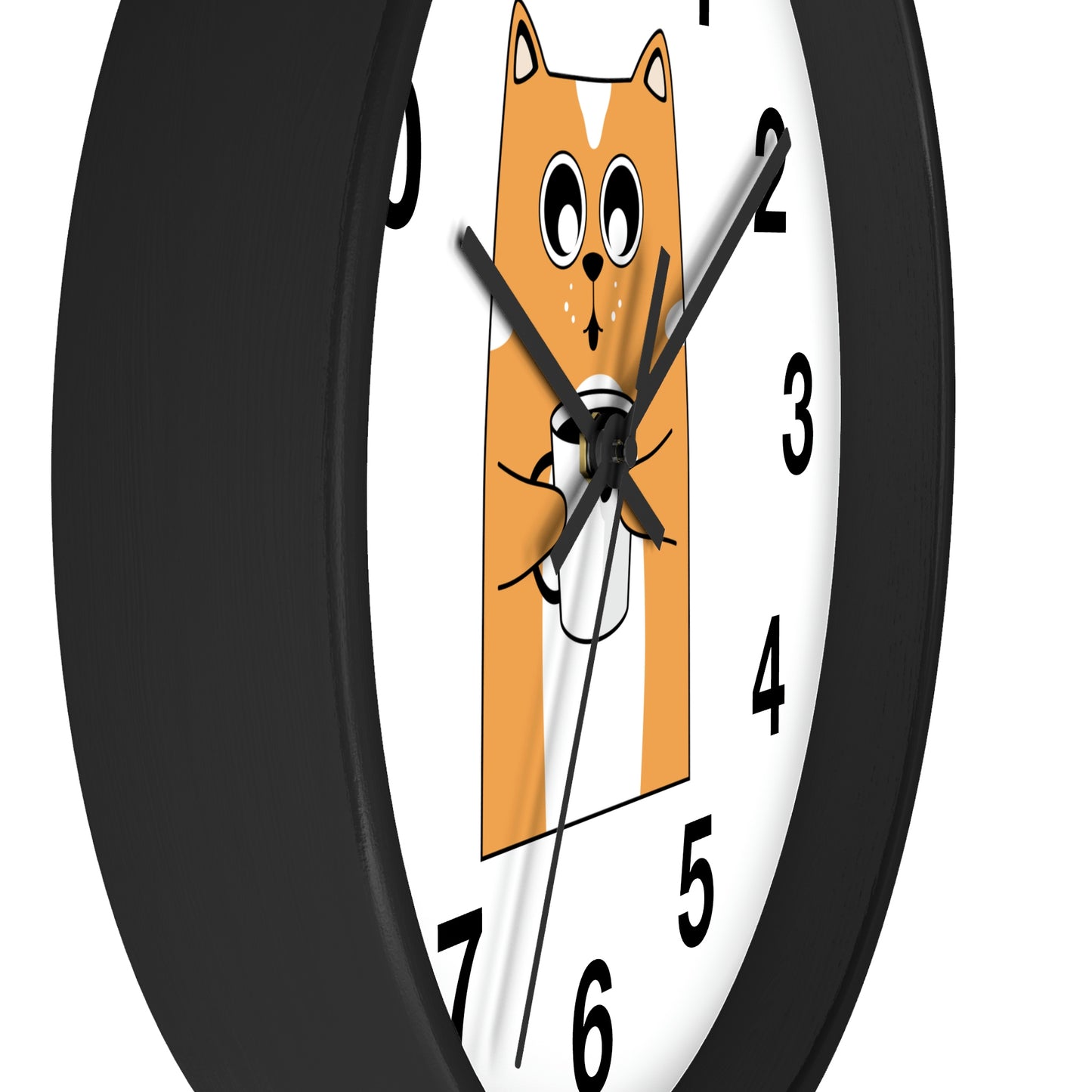 Cat With Hot Coffee Wall Clock Cat Lovers Wall Clock Fabulous Gift!