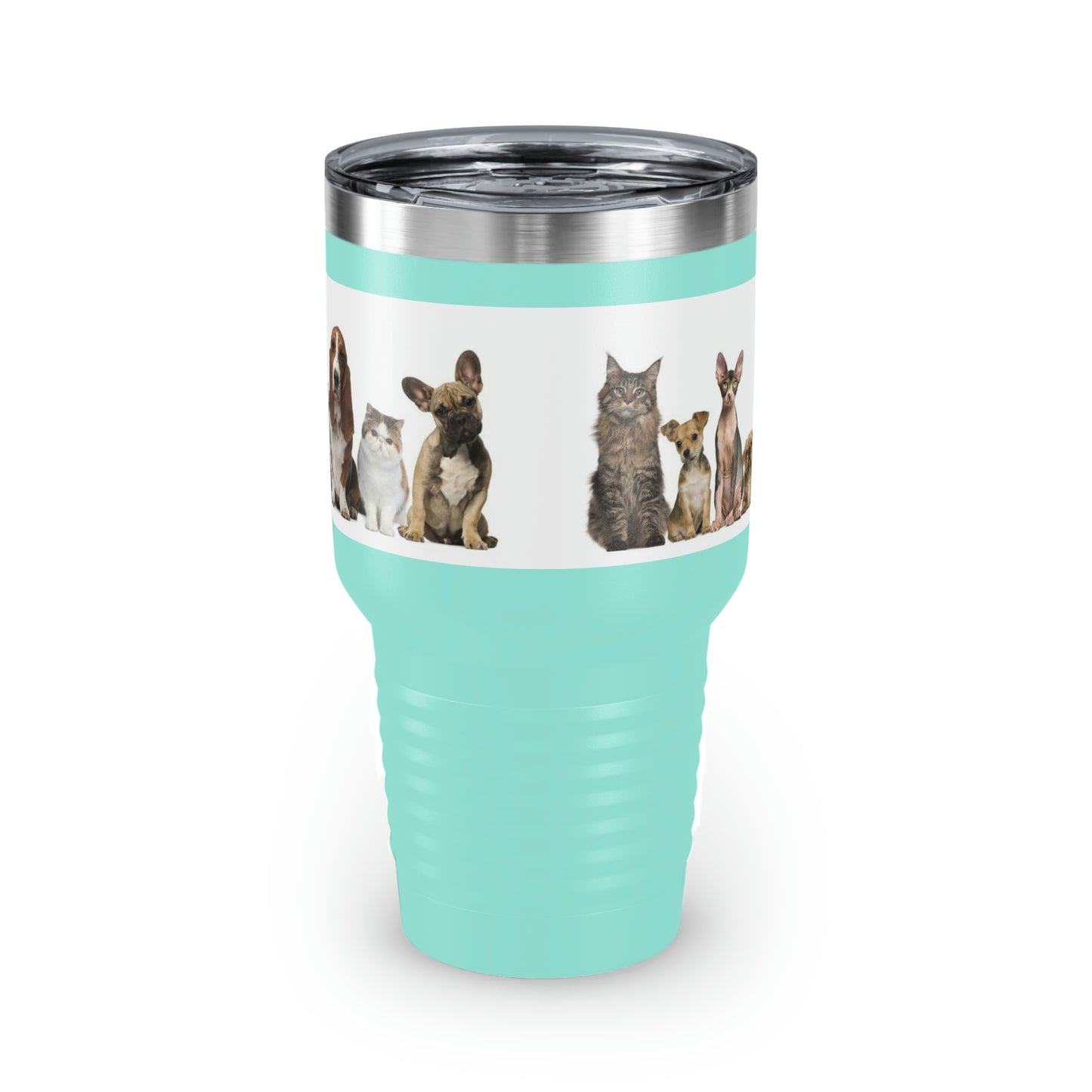 Cats Dogs Ringneck Tumbler, 30oz 5 Colors Traveling Work Relaxing Shopping Yard Work Hiking