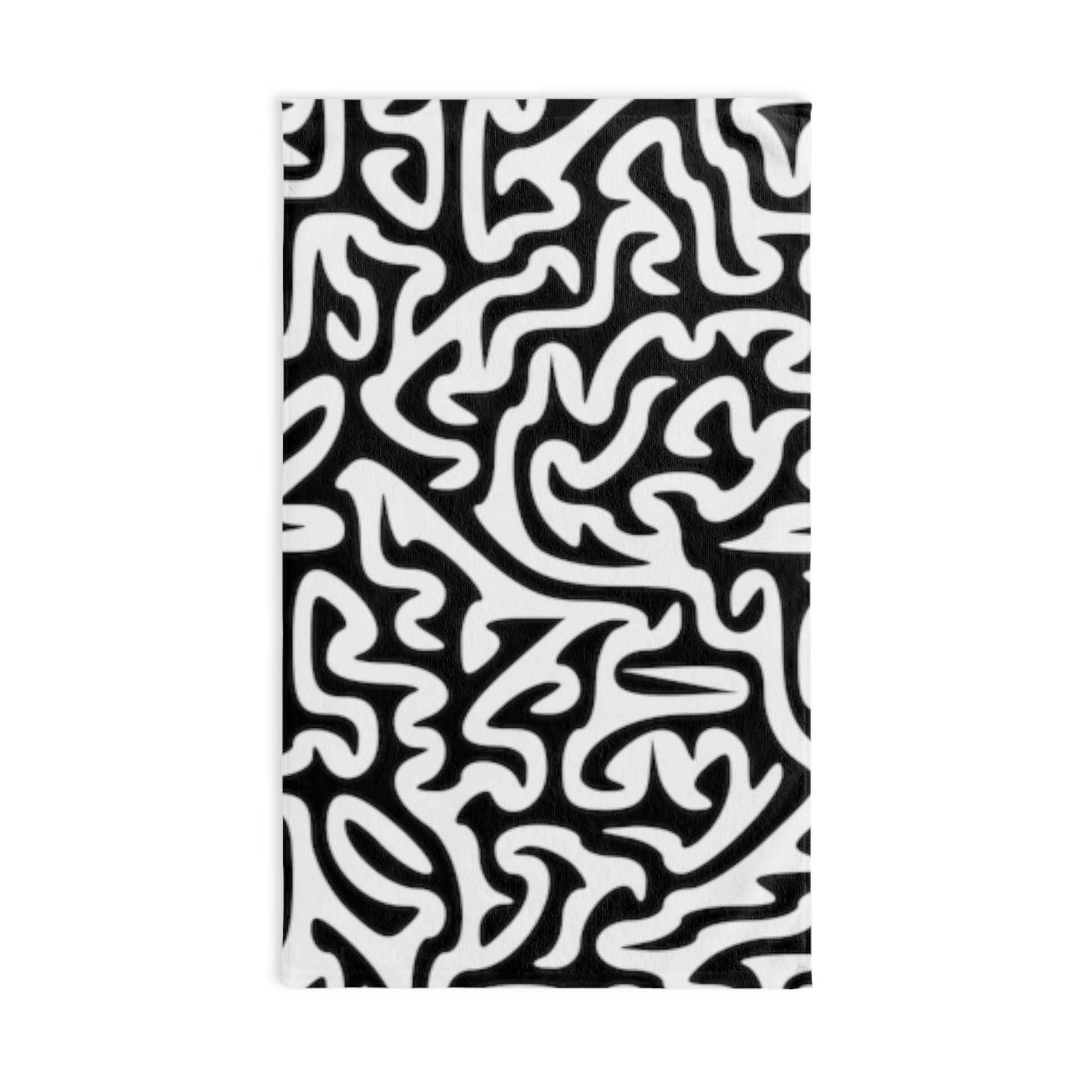 Maze Black and White. Size: 28"x16". Price: $36.00. Custom Artwork. Unique Whimsical Flare. Vivid Colors. Great for your Home and Business. Soft against your skin. Drying your hands after you have washed your hands. Adding a Splash of Color. Could also use in kitchen, vehicle, garage, work, yard or  setting hot dishes on table.