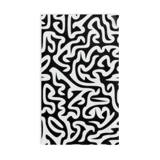Maze Black and White. Size: 28"x16". Price: $36.00. Custom Artwork. Unique Whimsical Flare. Vivid Colors. Great for your Home and Business. Soft against your skin. Drying your hands after you have washed your hands. Adding a Splash of Color. Could also use in kitchen, vehicle, garage, work, yard or  setting hot dishes on table.