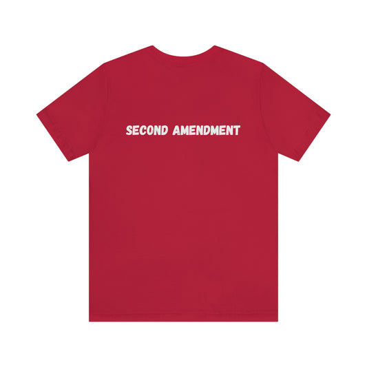 Second Amendment. Unisex Short Sleeve T-shirt. Sizes: S through 3 Extra Large. Price: $35.00. Custom Artwork. Unique Whimsical Flare. Vivid Colors. Great for Men, Women and Children. Soft against your skin. Comfortable to wear every day of the year.  Packing my T-shirt and going to go to Nashville. Having Fun!