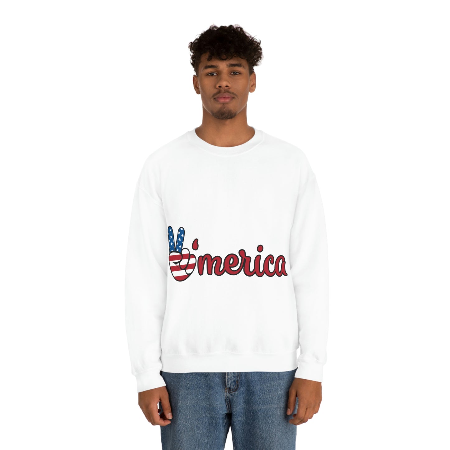 Sweat-shirt ras du cou Peace Sign America Allons voyager ensemble !