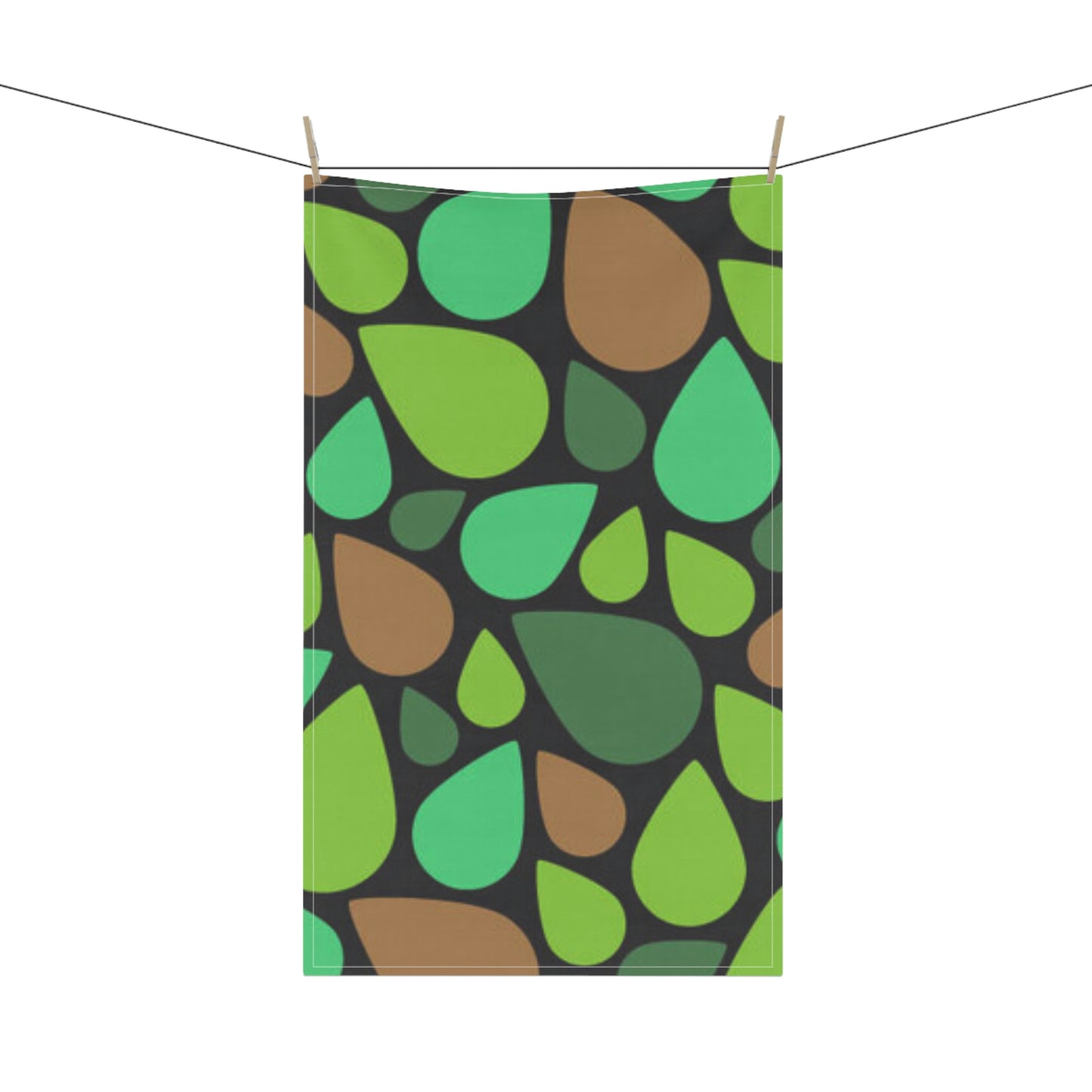 Green Brown Teardrops Kitchen Towel Love Cooking!