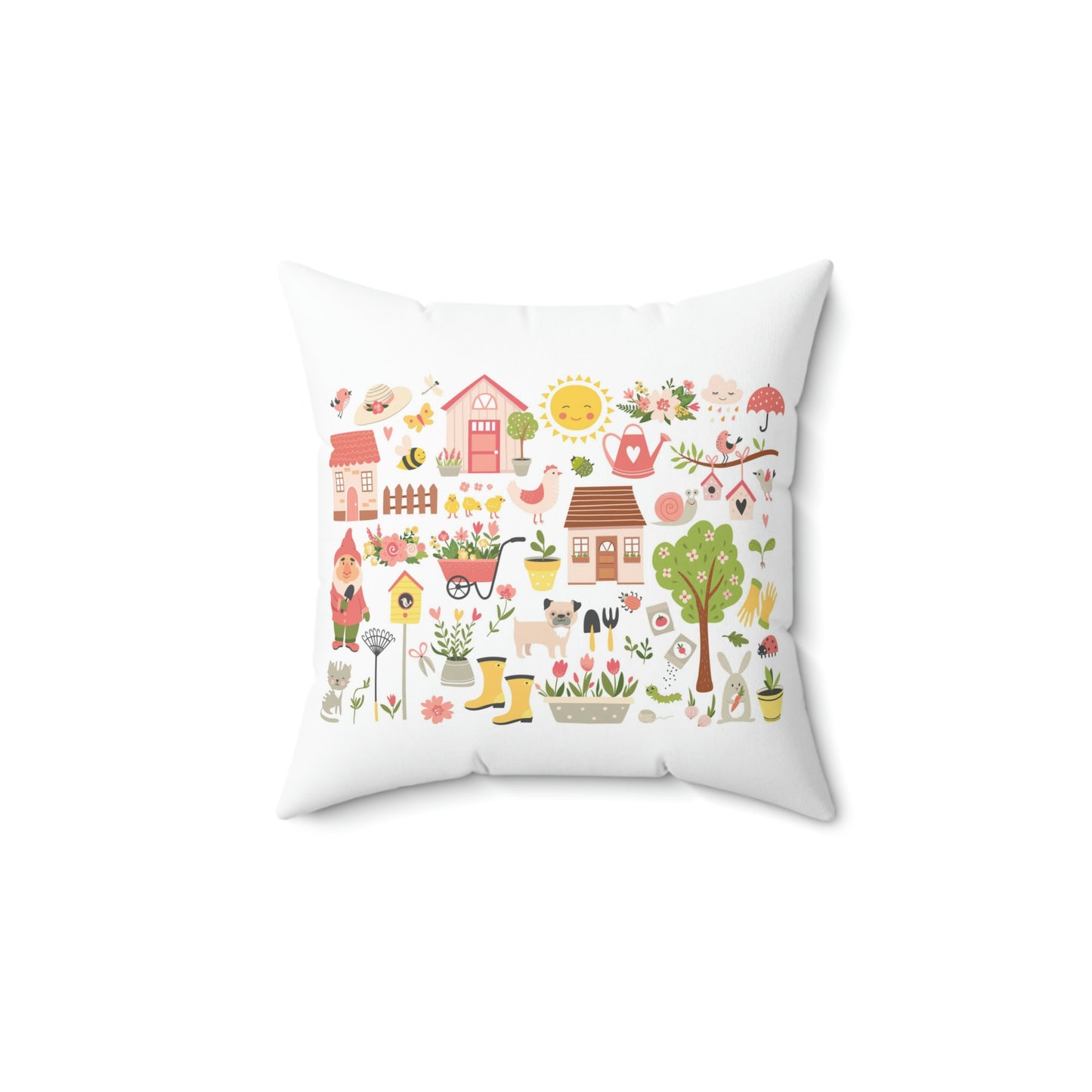 Coussin carré de jardin Je m'amuse aujourd'hui dans mon jardin