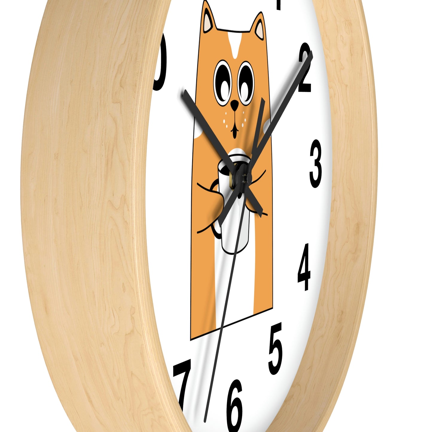 Cat With Hot Coffee Wall Clock Cat Lovers Wall Clock Fabulous Gift!