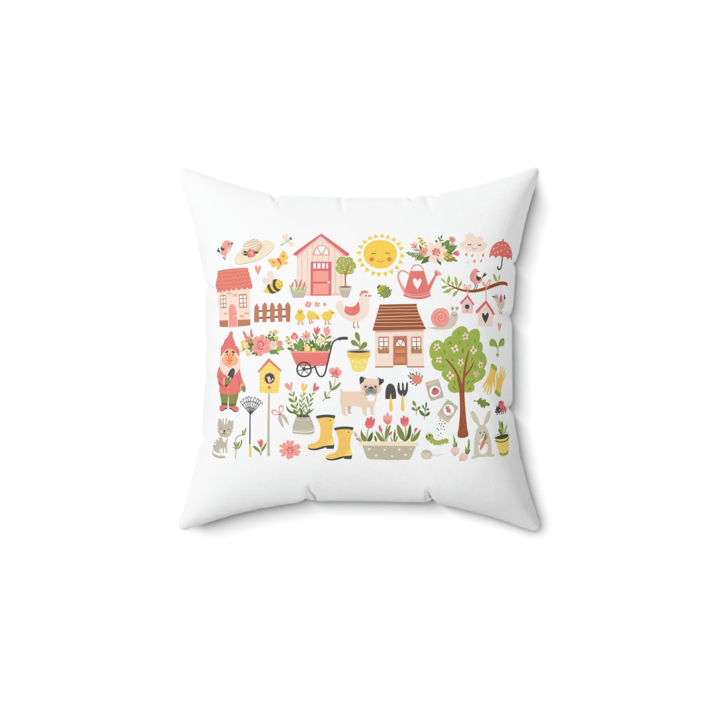 Coussin carré de jardin Je m'amuse aujourd'hui dans mon jardin