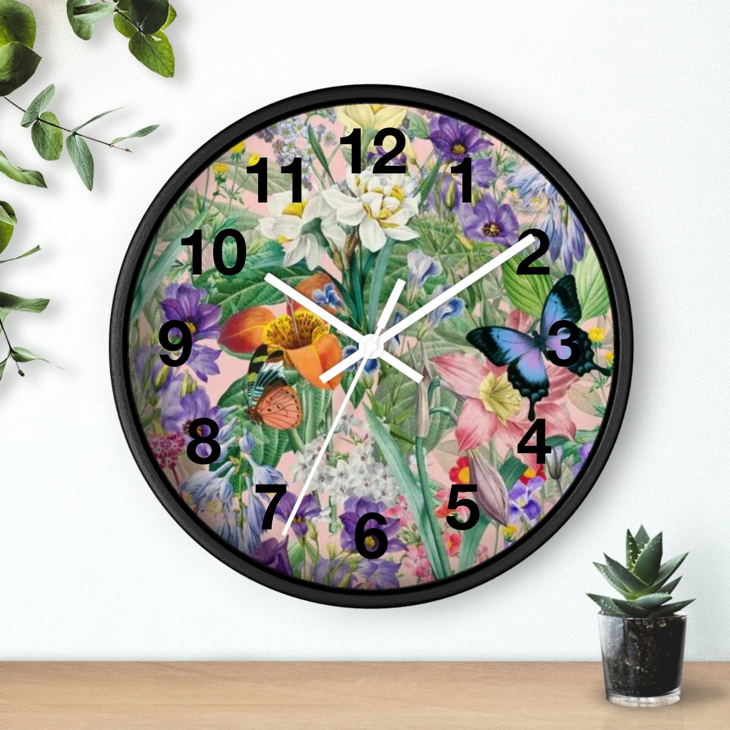 Horloge murale de jardin de fleurs de papillons Maman veut cette horloge !
