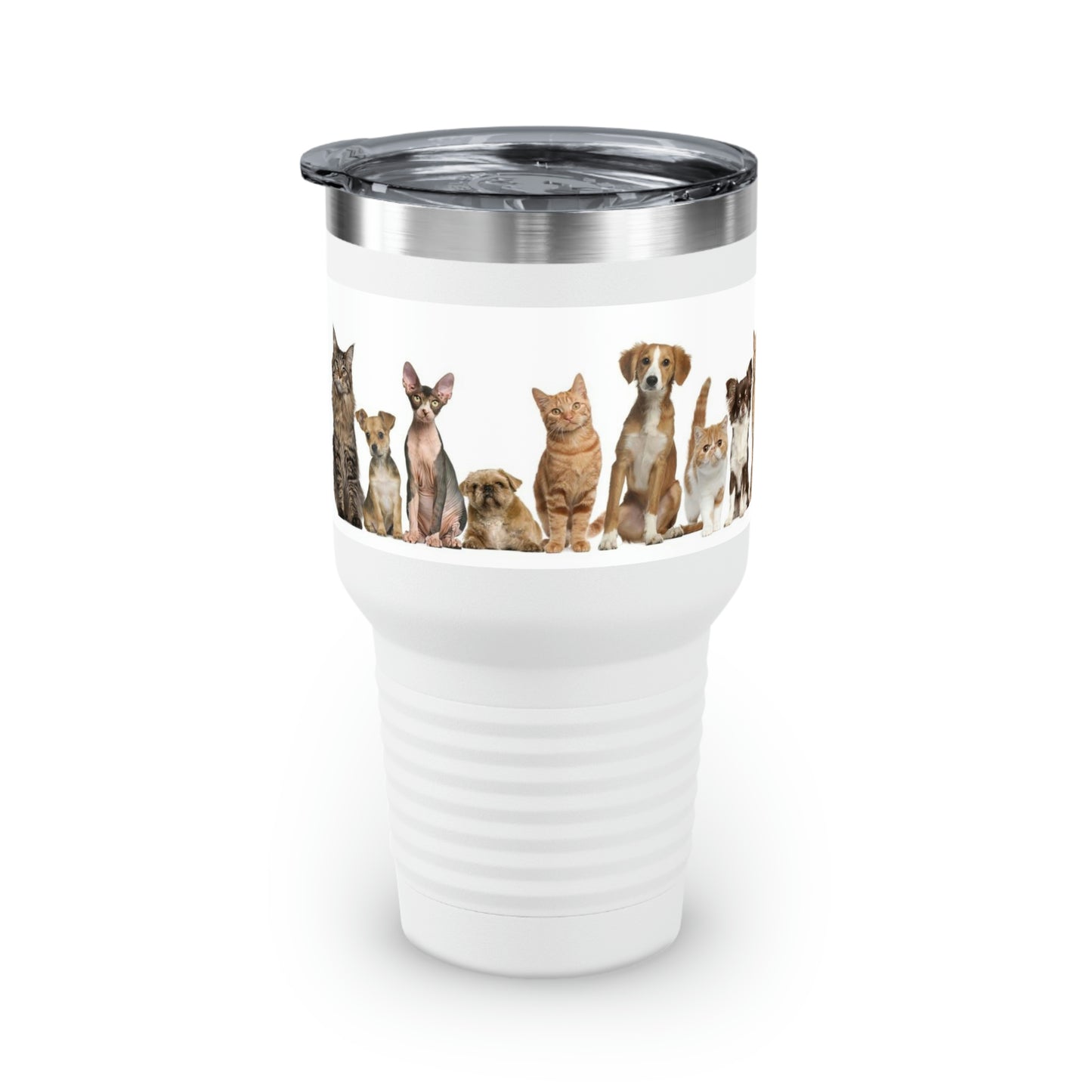 Cats Dogs Ringneck Tumbler, 30oz 5 Colors Traveling Work Relaxing Shopping Yard Work Hiking