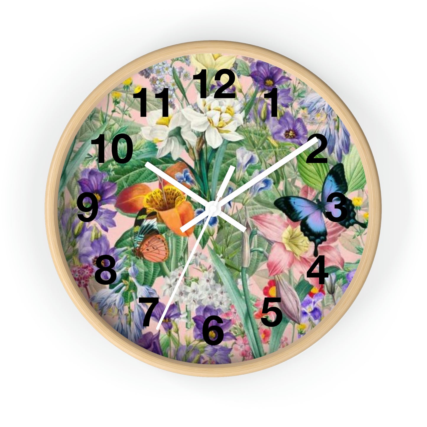 Horloge murale de jardin de fleurs de papillons Maman veut cette horloge !
