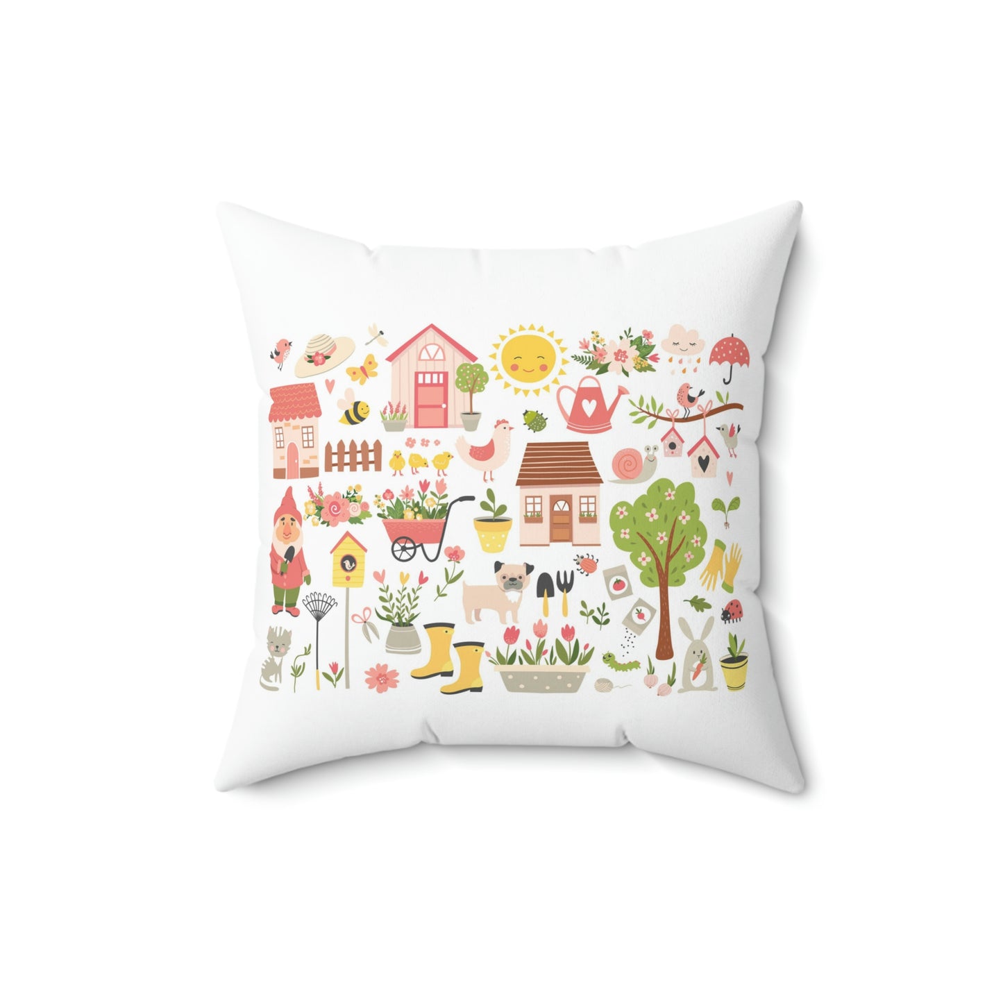 Coussin carré de jardin Je m'amuse aujourd'hui dans mon jardin