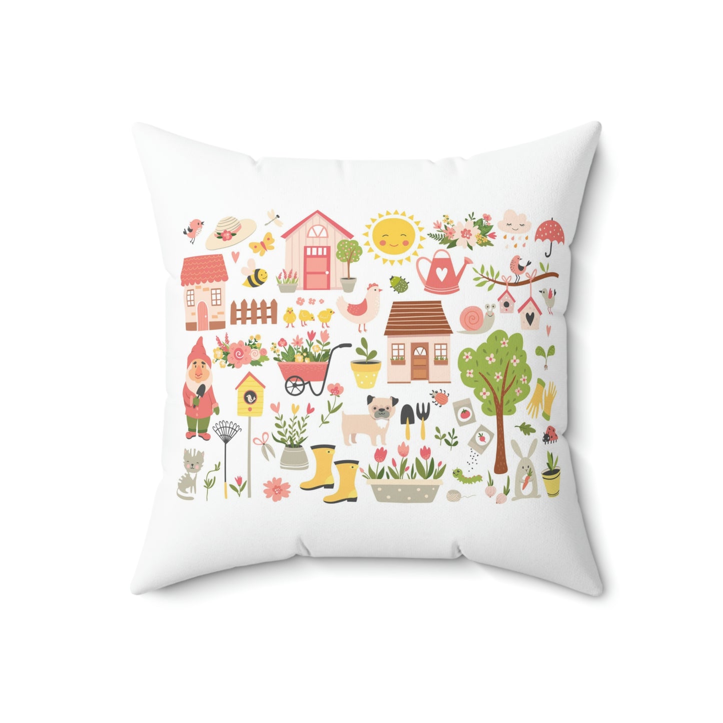 Coussin carré de jardin Je m'amuse aujourd'hui dans mon jardin