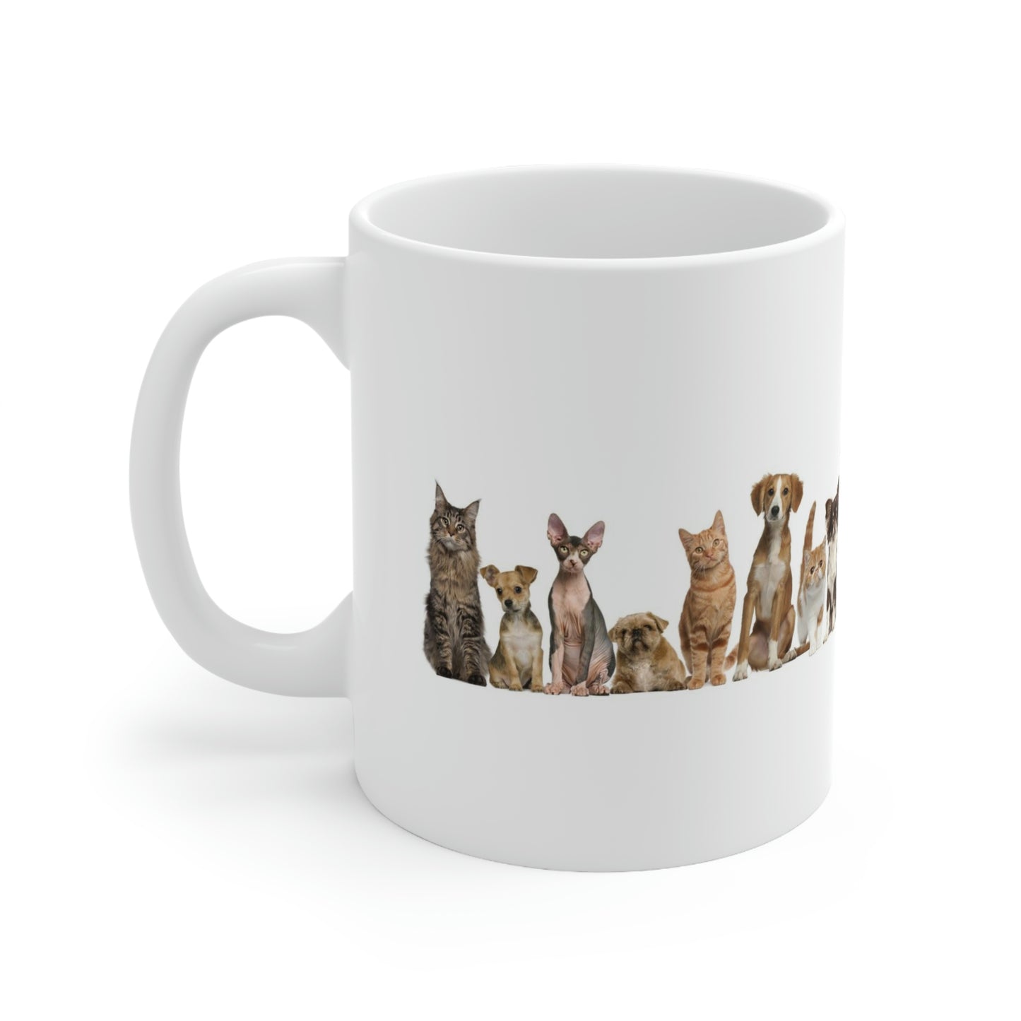 Dogs Cats Ceramic Mug 11oz Great for Coffee Tea Soda Water Ice Cream Peach Cobbler Soup