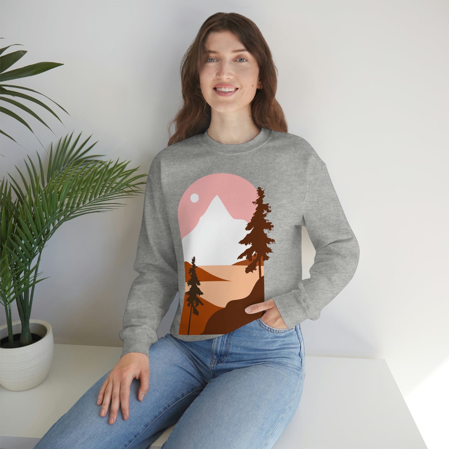 Sudadera con diseño de pino, montaña y luna. ¡Un fabuloso regalo navideño!