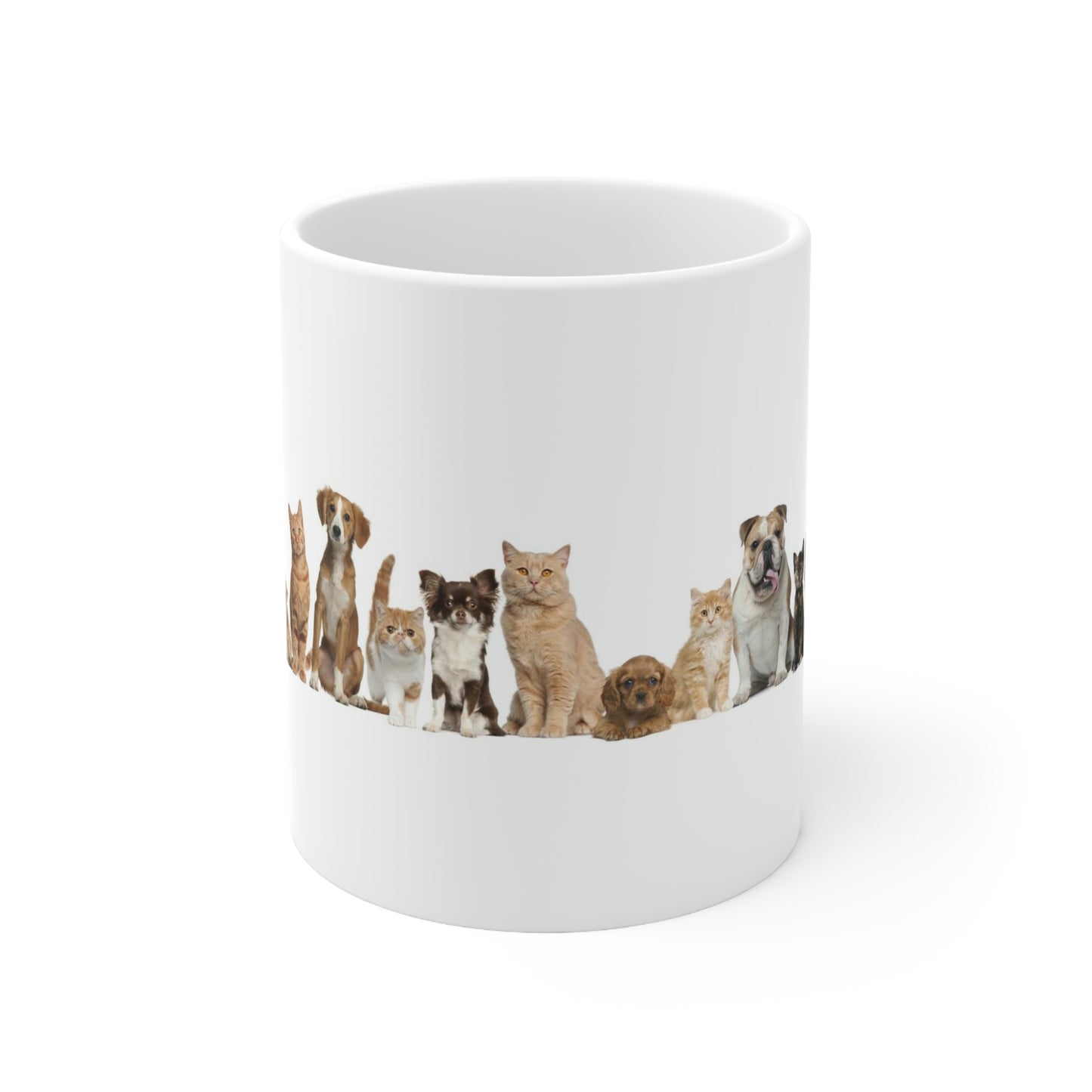 Dog Cats. Ceramic Mug 11 oz. Fill your Mug from Shookie Mookie with Hot Coffee, Sweet Tea, Soda, Water, Juice, Milk, Ice Cream, Soup, or Peach Cobbler. Relaxing the day away. Having Fun!