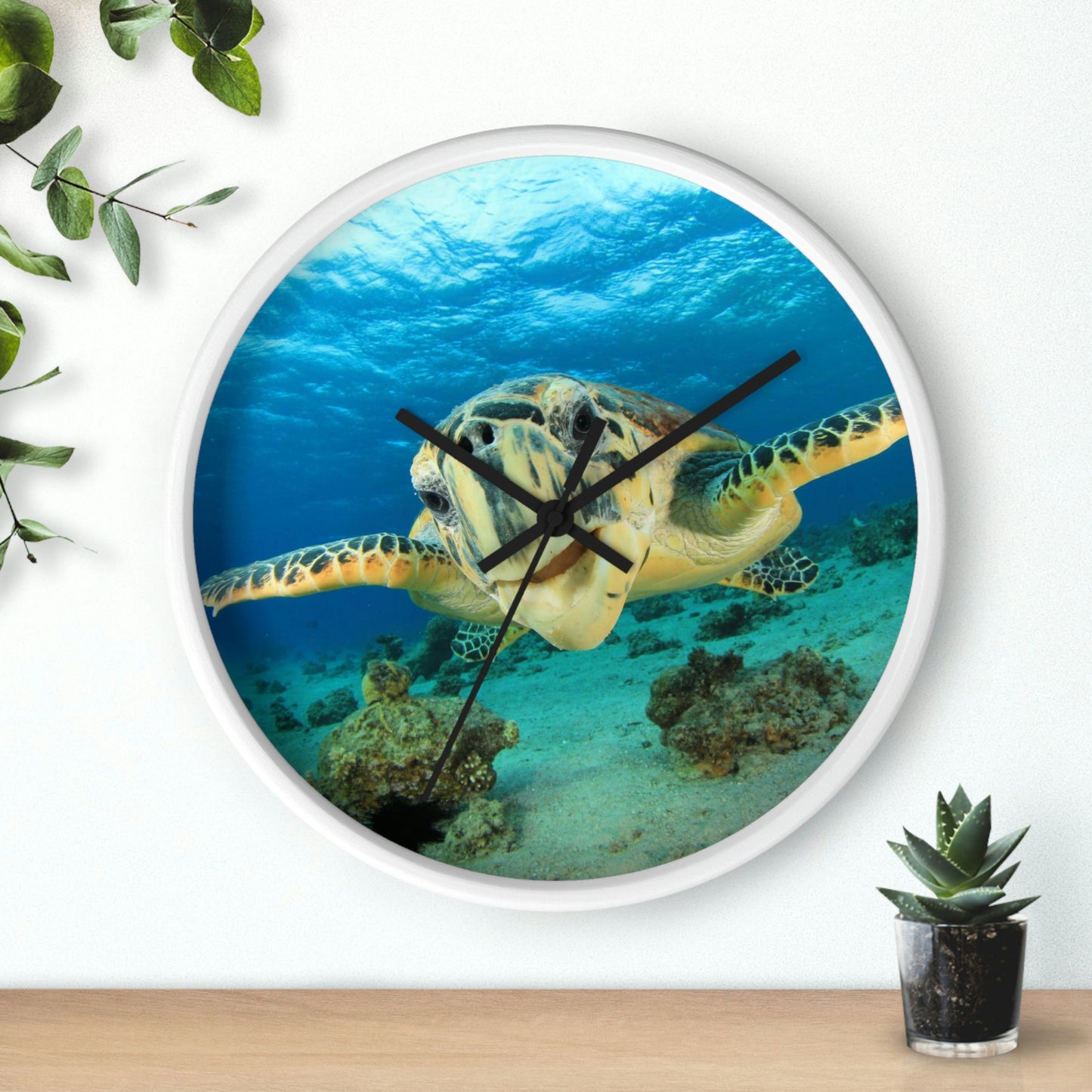 Turtle in Ocean Wall Clock The Colors are Amazing! Great Gift!