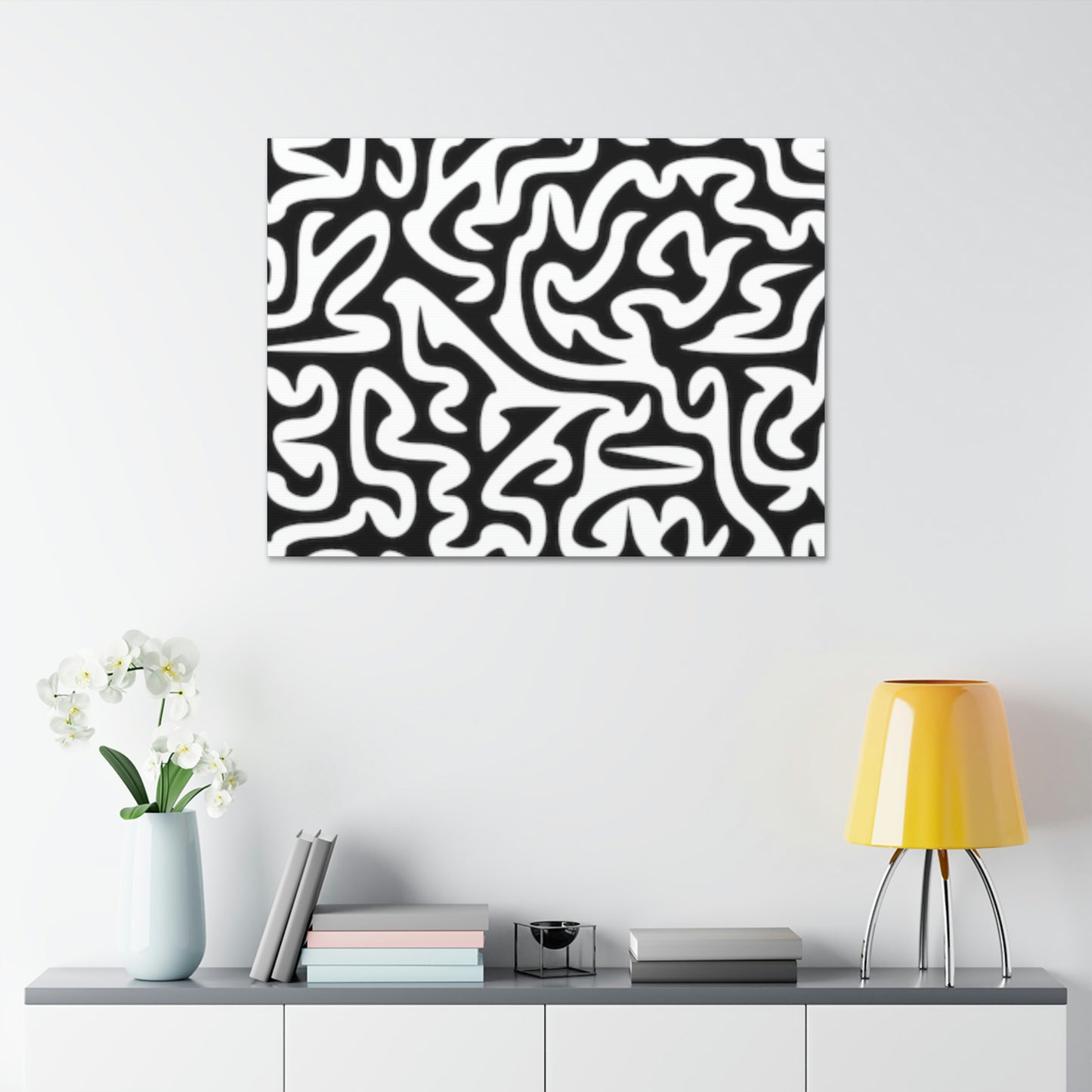 Lienzo Laberinto Blanco y Negro Estirado, 1.5'' ¡Amo Mis Paredes!