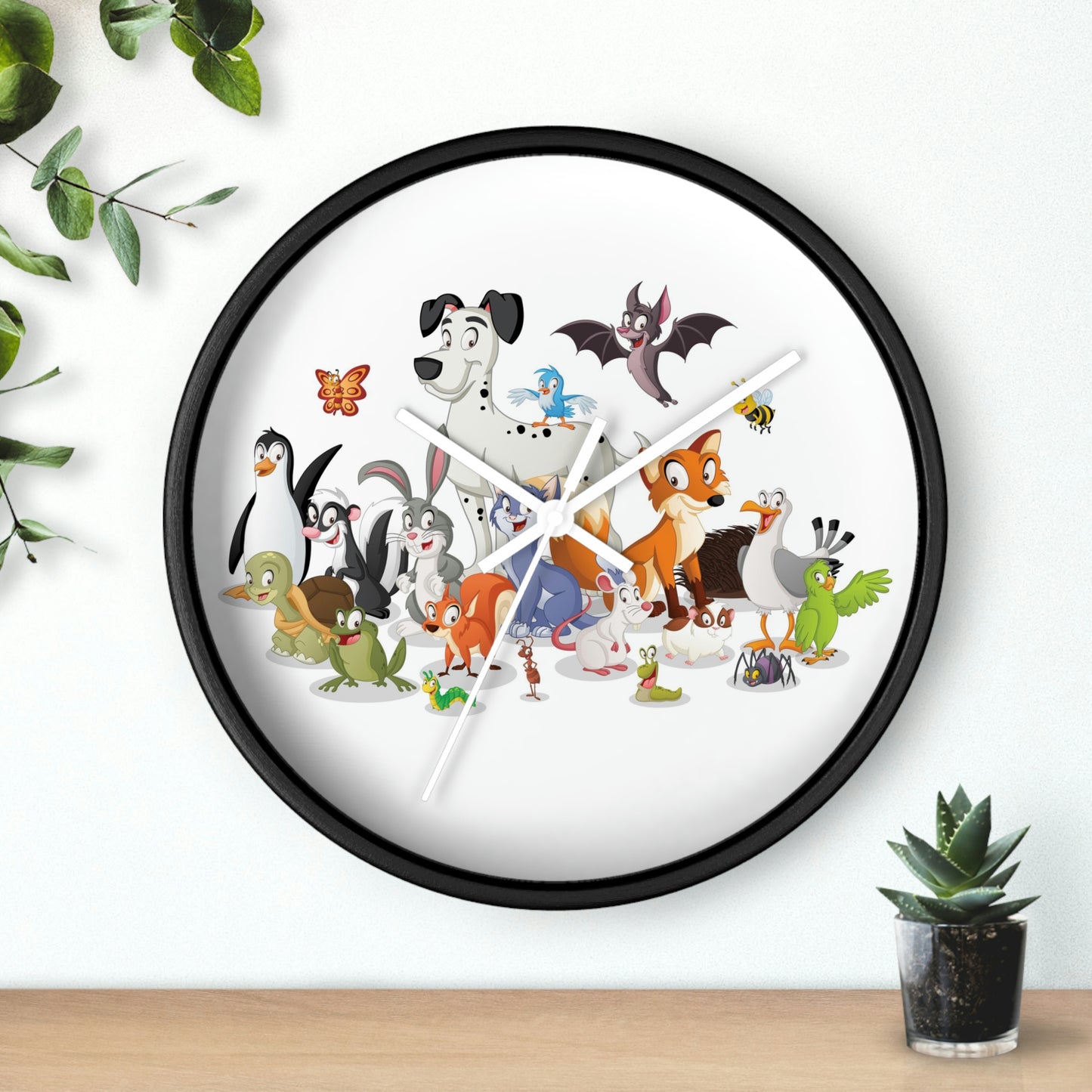Cartoon Animals Wall Clock Having a Cool Children's Room Great Gift!