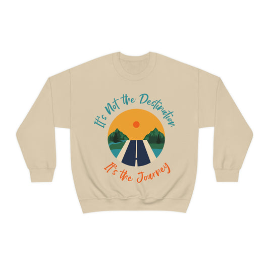 It's Not the Destination It's the Journey. Crewneck Sweatshirt. Custom Artwork. Unique Whimsical Flare. Vivid Colors. Great for Men, Women and Children. Soft against your skin. Comfortable to wear everyday. Keeping you cozy and warm. So Comfortable you will want to go on a road trip for weeks!
