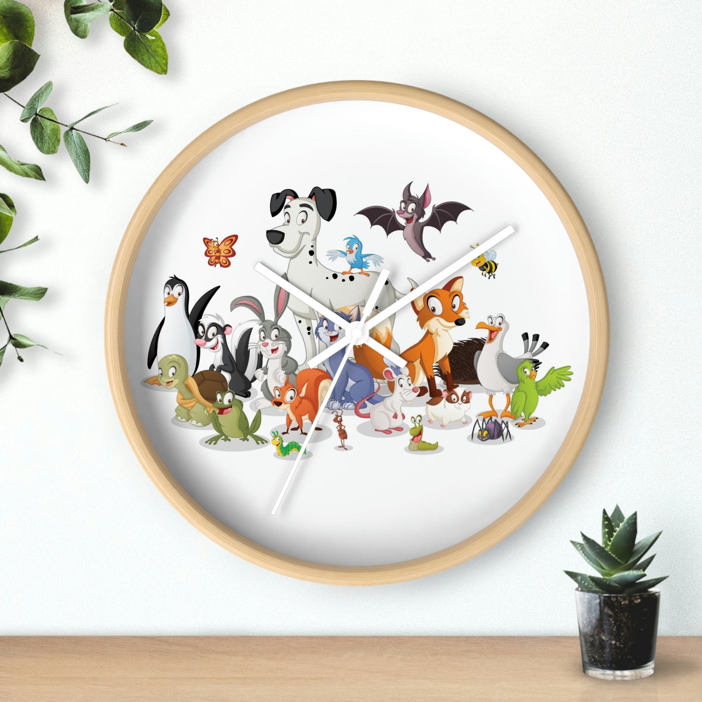 Cartoon Animals Wall Clock Having a Cool Children's Room Great Gift!