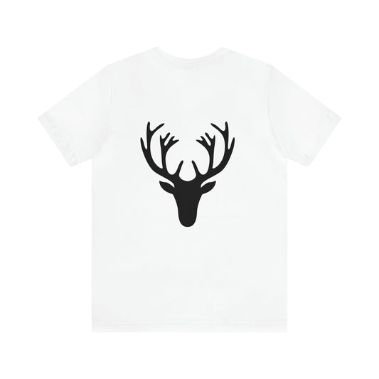 Silhouette of Deer. Unisex Jersey  Short Sleeve T-Shirt. Size: Small through 3 Extra large. Color: White. Price: $35.00.  Soft against your skin. Comfortable to wear every day of the year.  Traveling to Georgia this weekend in my T-shirt from Shookie Mookie.