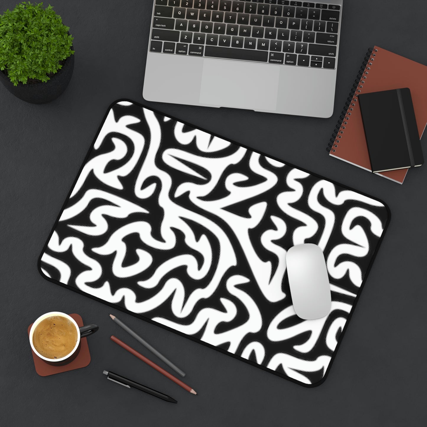 Maze Black White Desk Mat Business Office Home College