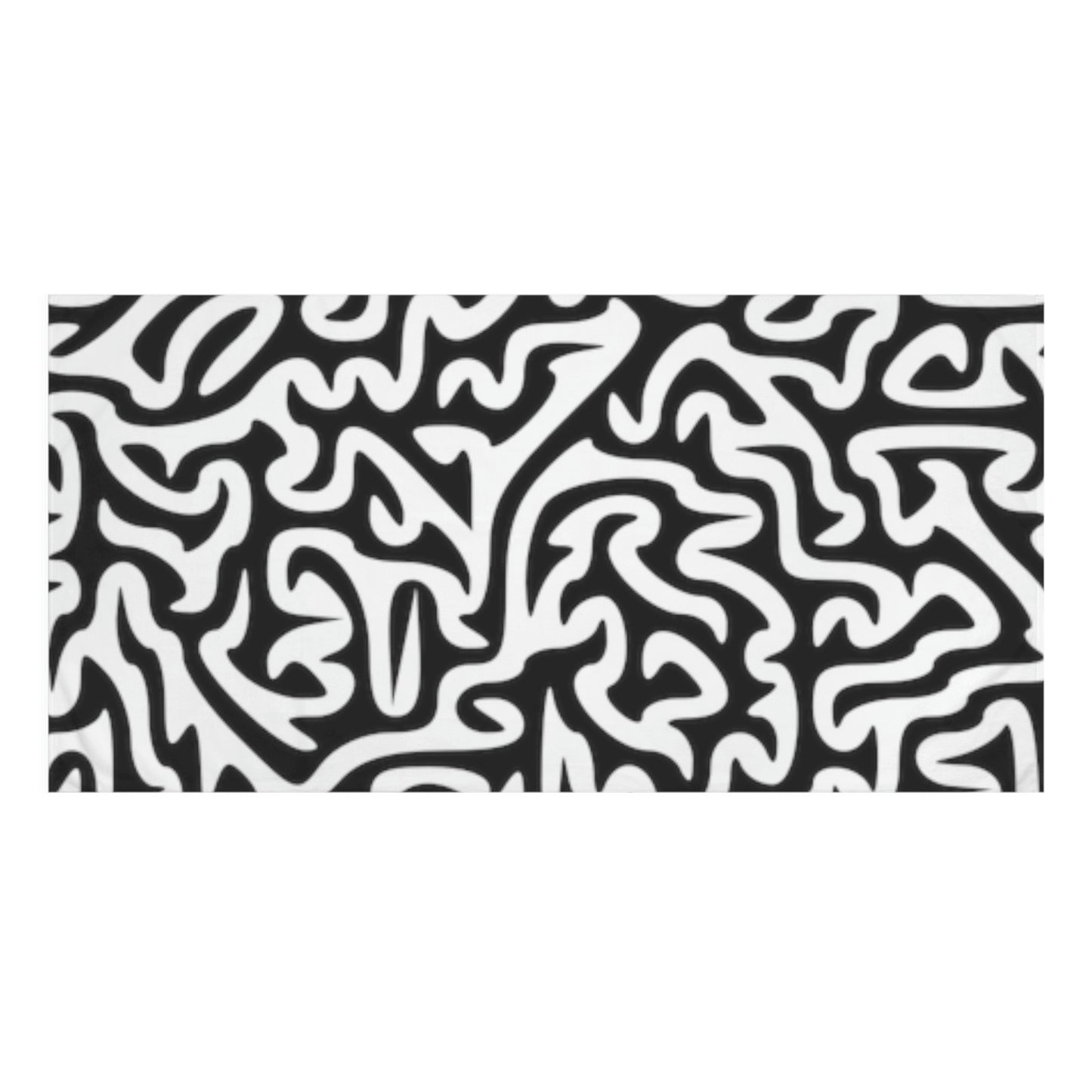 Serviette Maze en vison et coton noir et blanc, lampe, tapis, horloge, pyjama assortis